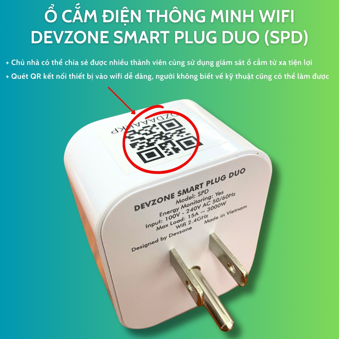 Ổ cắm thông minh wifi DEVZONE SPD điều khiển bật tắt thiết bị từ xa qua điện thoại