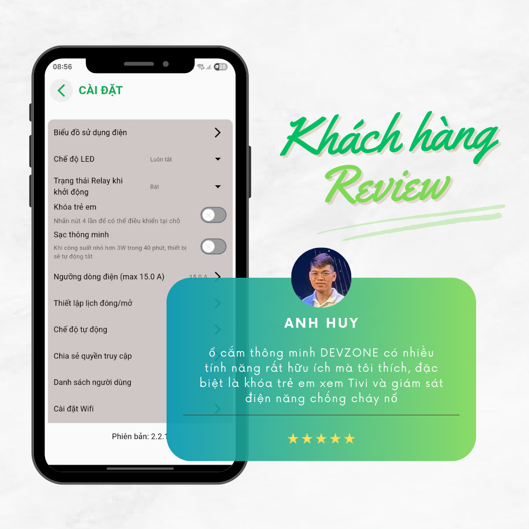 Ổ cắm thông minh wifi DEVZONE SPD bật tắt thiết bị từ xa qua điện thoại bản Full có đo điện năng