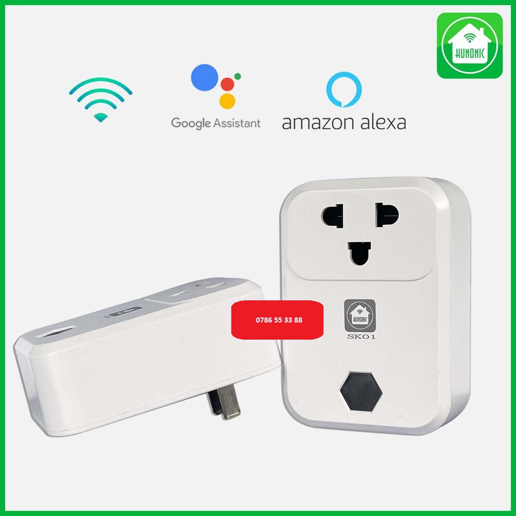 Ổ cắm thông minh wifi HUNONIC SK 01 bật tắt hẹn giờ từ xa qua điện thoại chính hãng