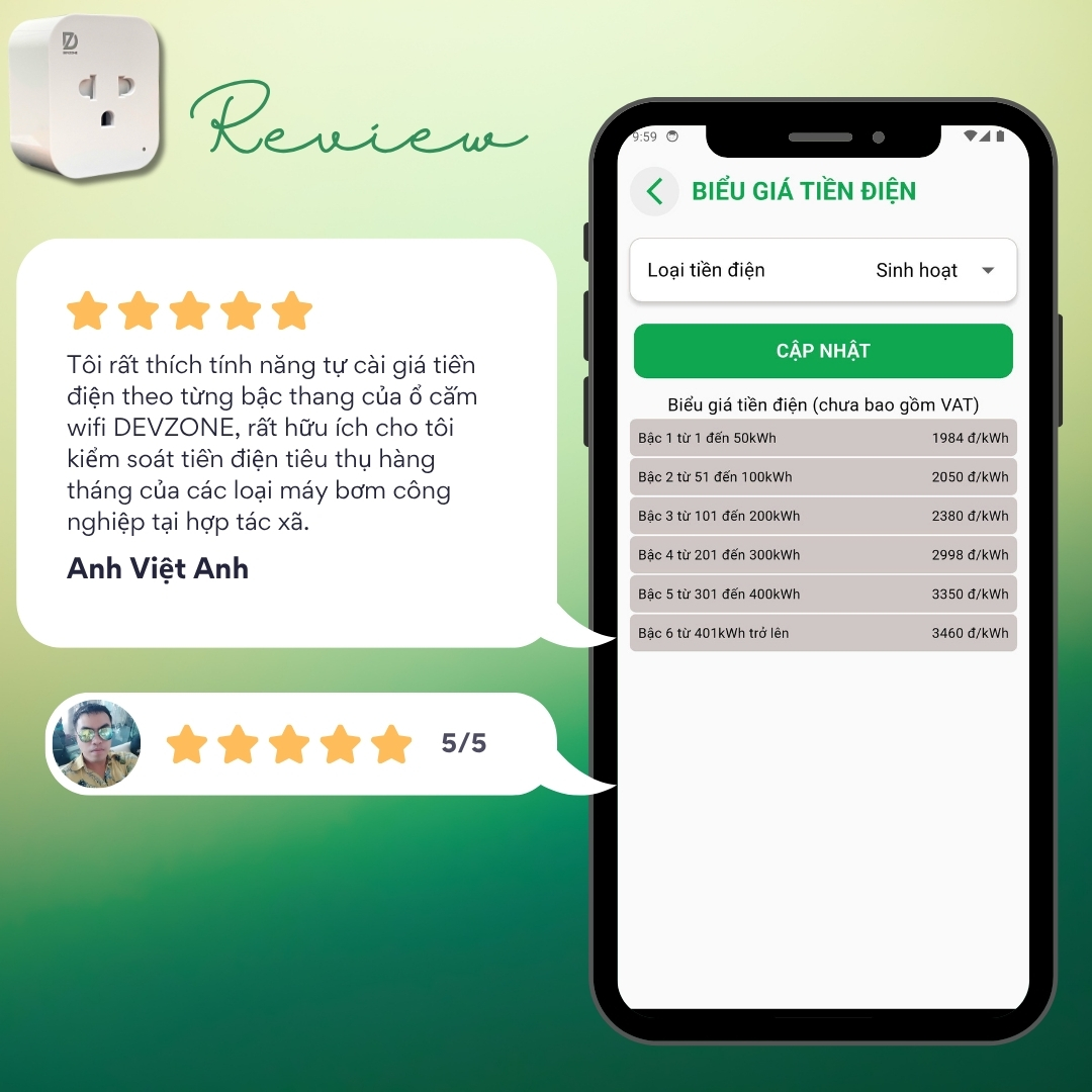 Ổ cắm thông minh wifi DEVZONE SPD điều khiển bật tắt thiết bị từ xa qua điện thoại