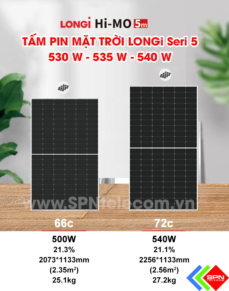 Pin LONGi 535W 540W LR5-72HPH-Mono-Loại A-Chính Hãng-Mới Nhất 2021