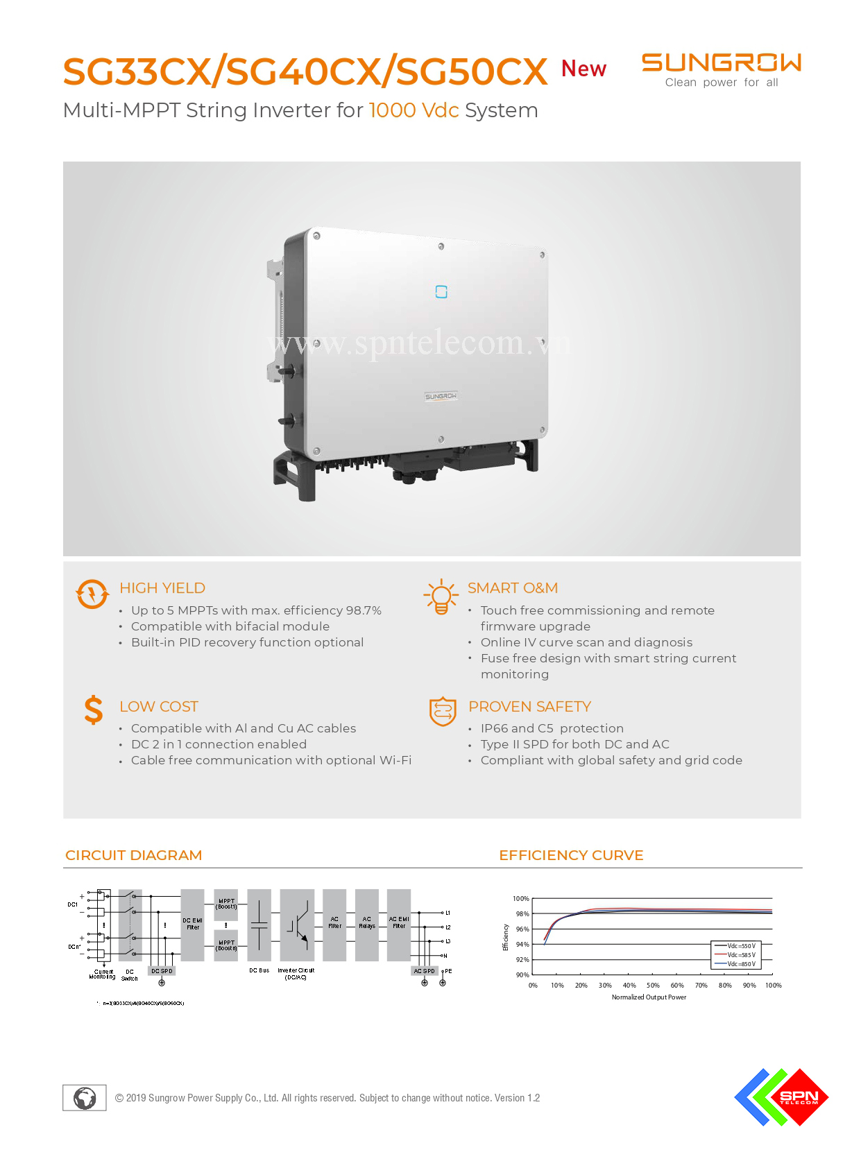INVERTER ĐIỆN MẶT TRỜI SUNGROW SG50CX 50kW 3 PHA 380V CHÍNH HÃNG