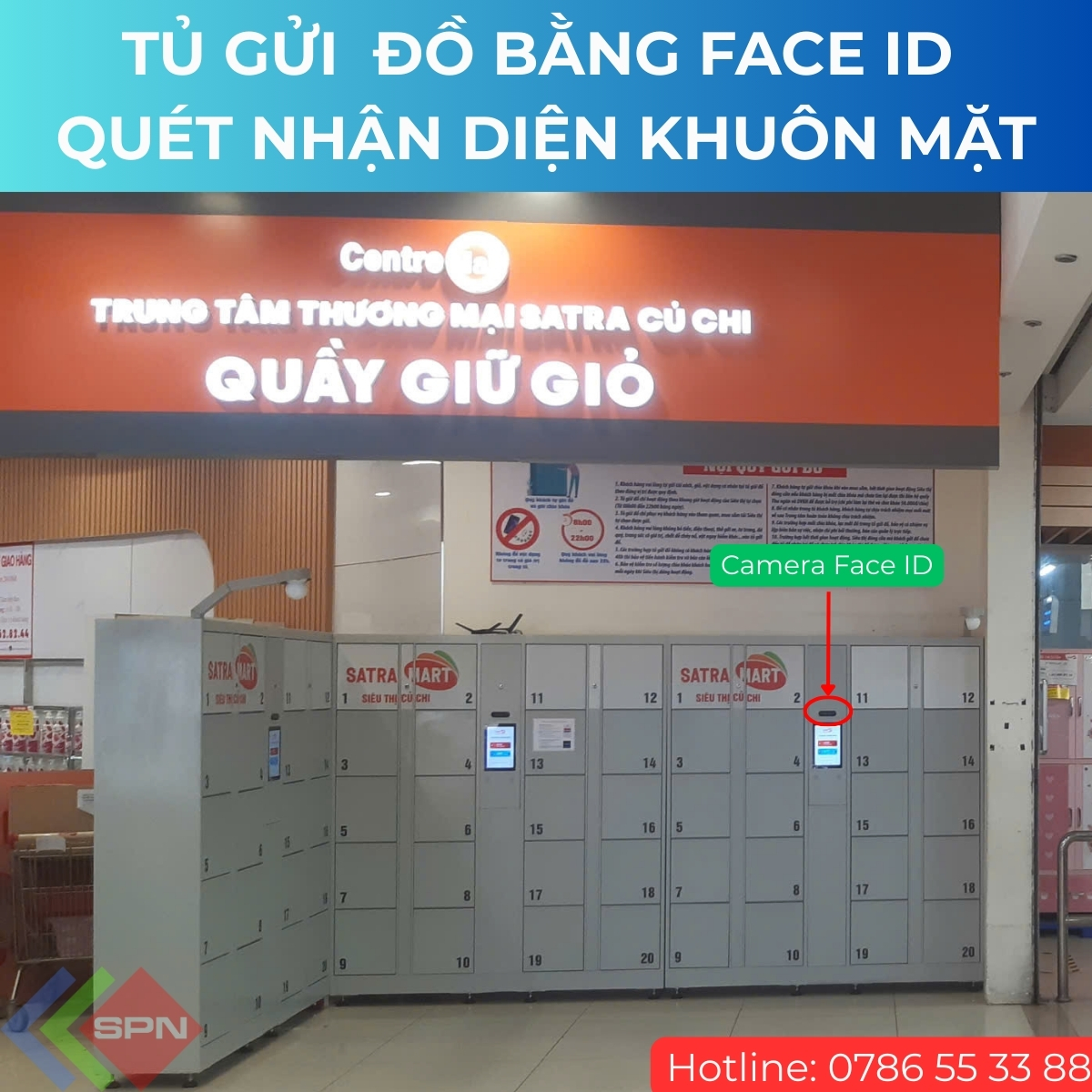 Tủ gửi đồ bằng face id quét nhận diện khuôn mặt thông minh