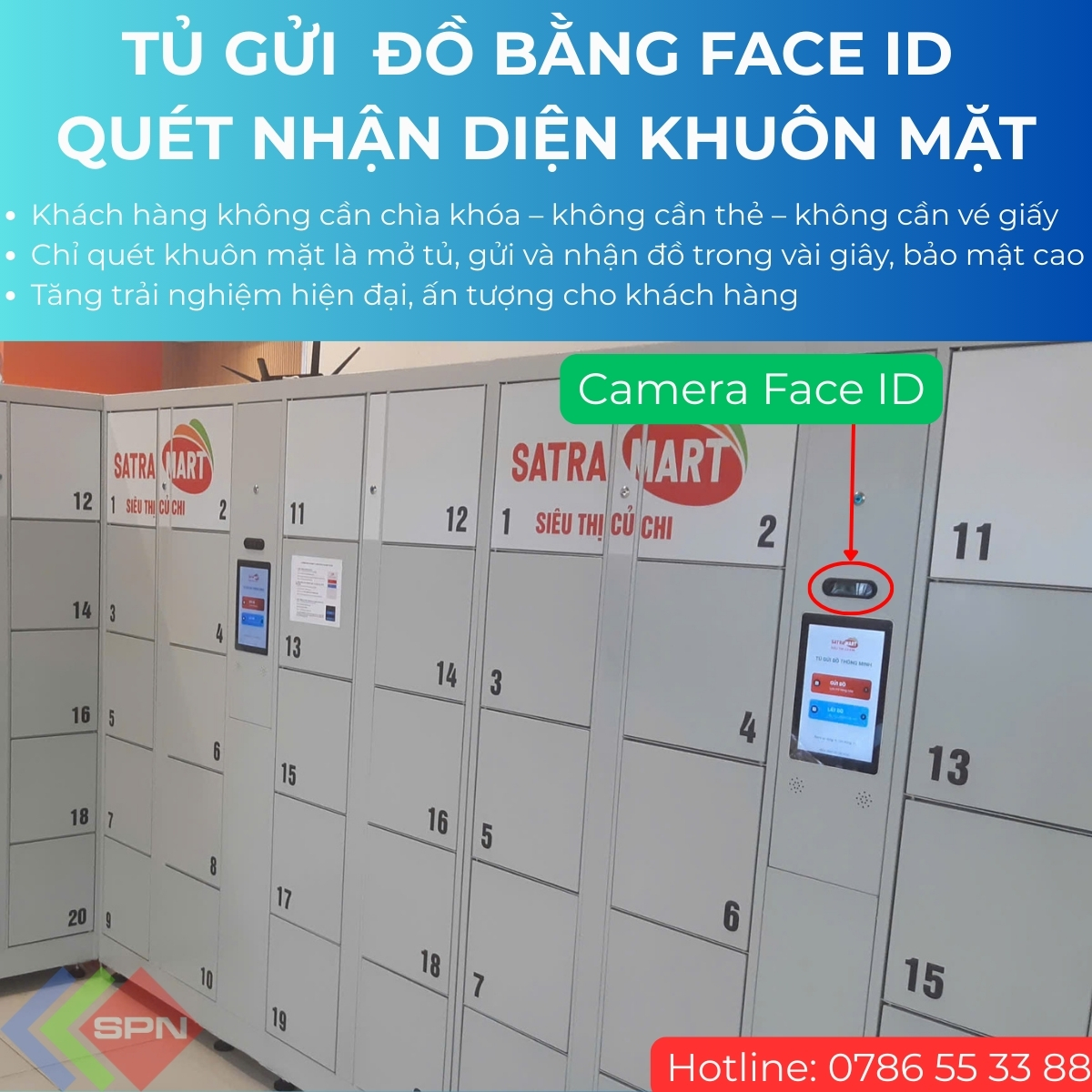 Tủ gửi đồ bằng face id quét nhận diện khuôn mặt thông minh