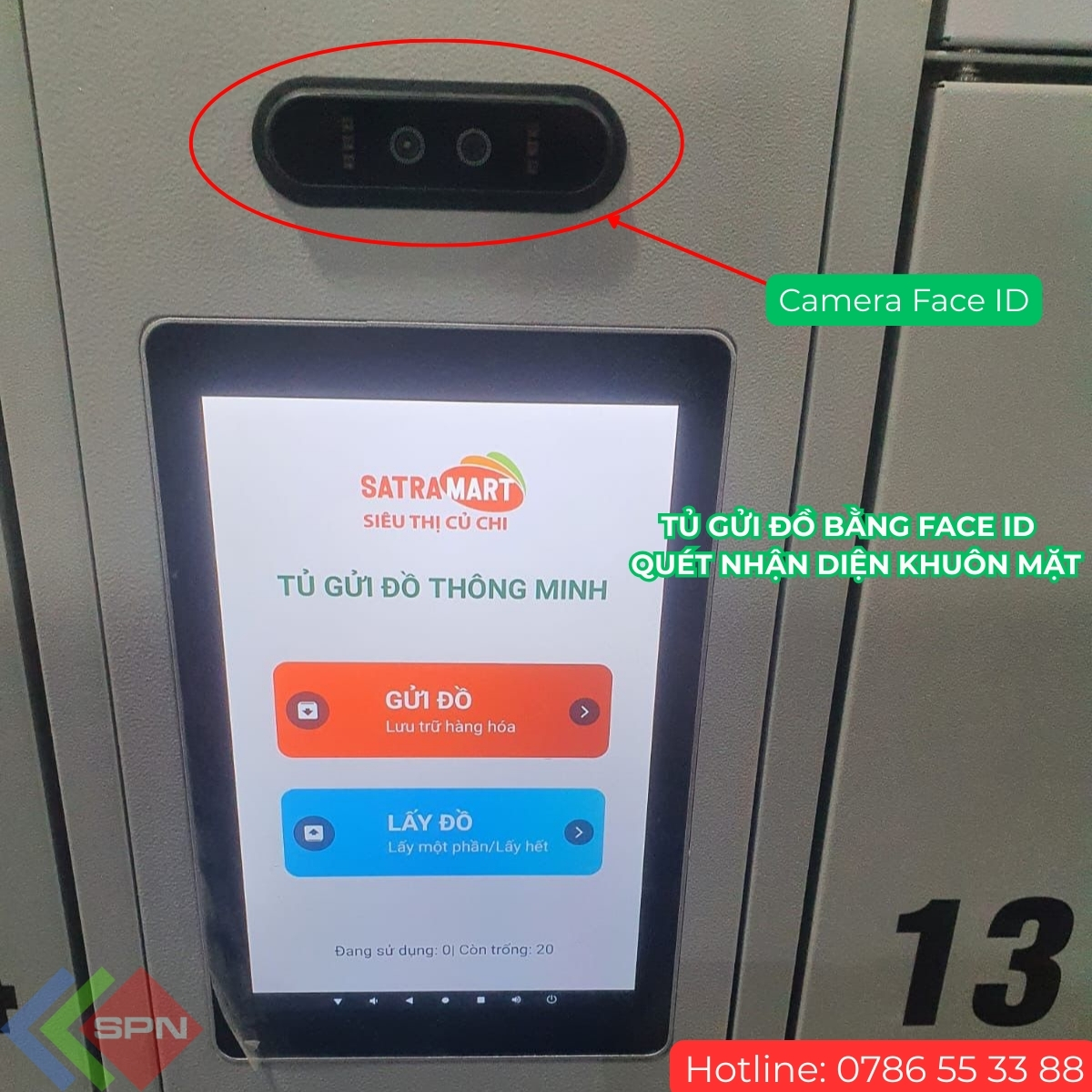 Tủ gửi đồ bằng face id quét nhận diện khuôn mặt thông minh