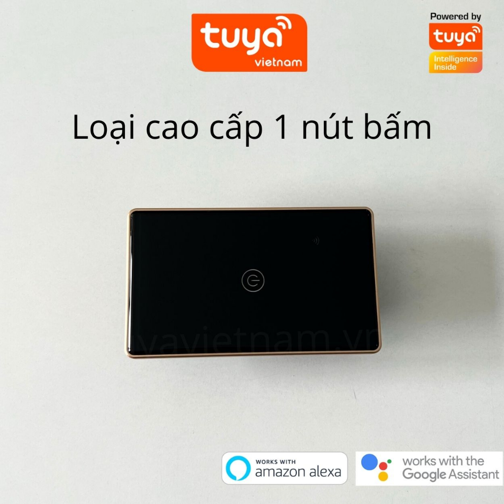 Công Tắc Cảm Ứng Thông Minh Wifi TUYA Viền Vàng Sang Trọng Chữ Nhật Theo Dõi Bật Tắt Từ Xa Qua Điện Thoại