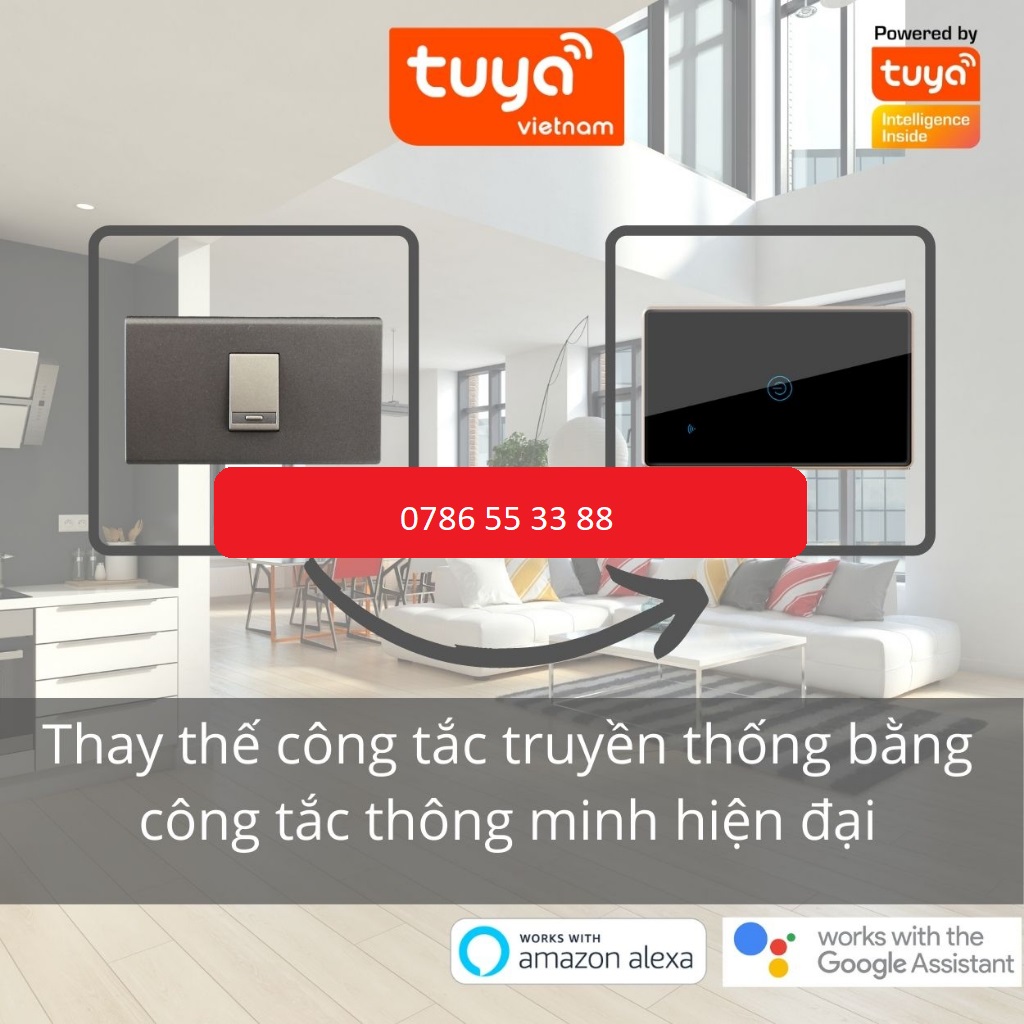 Công Tắc Cảm Ứng Thông Minh Wifi TUYA Viền Vàng Sang Trọng Chữ Nhật Theo Dõi Bật Tắt Từ Xa Qua Điện Thoại