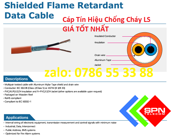 Cáp chống cháy LS giá tốt nhất chính hãng chống nhiễu chuyên dùng truyền tín hiệu báo cháy điều khiển các công trình điện nhẹ thầu thi công xây dựng