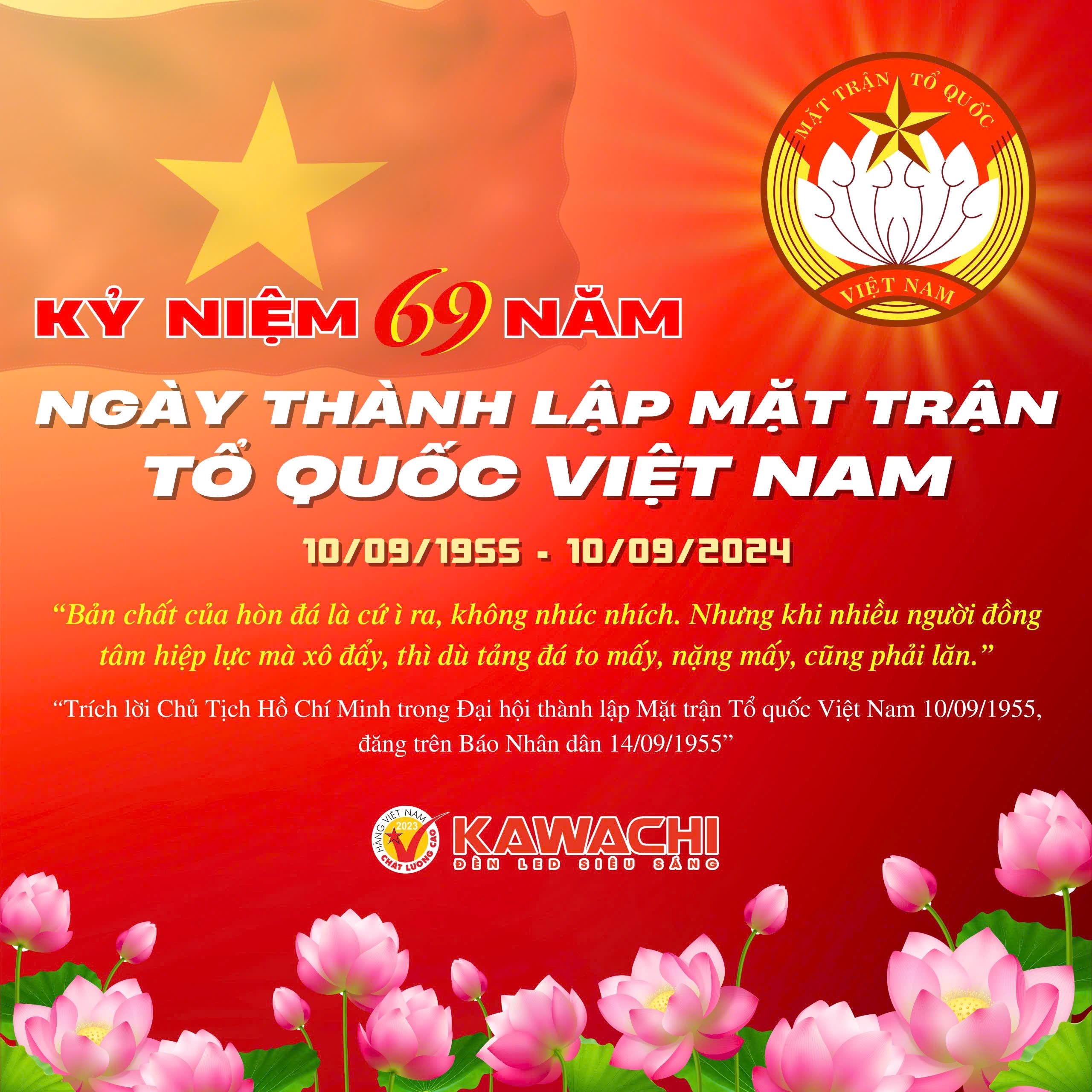 KỶ NIỆM 69 NĂM NGÀY THÀNH LẬP MẶT TRẬN TỔ QUỐC VIỆT NAM (10/9/1955-10/9/2024)