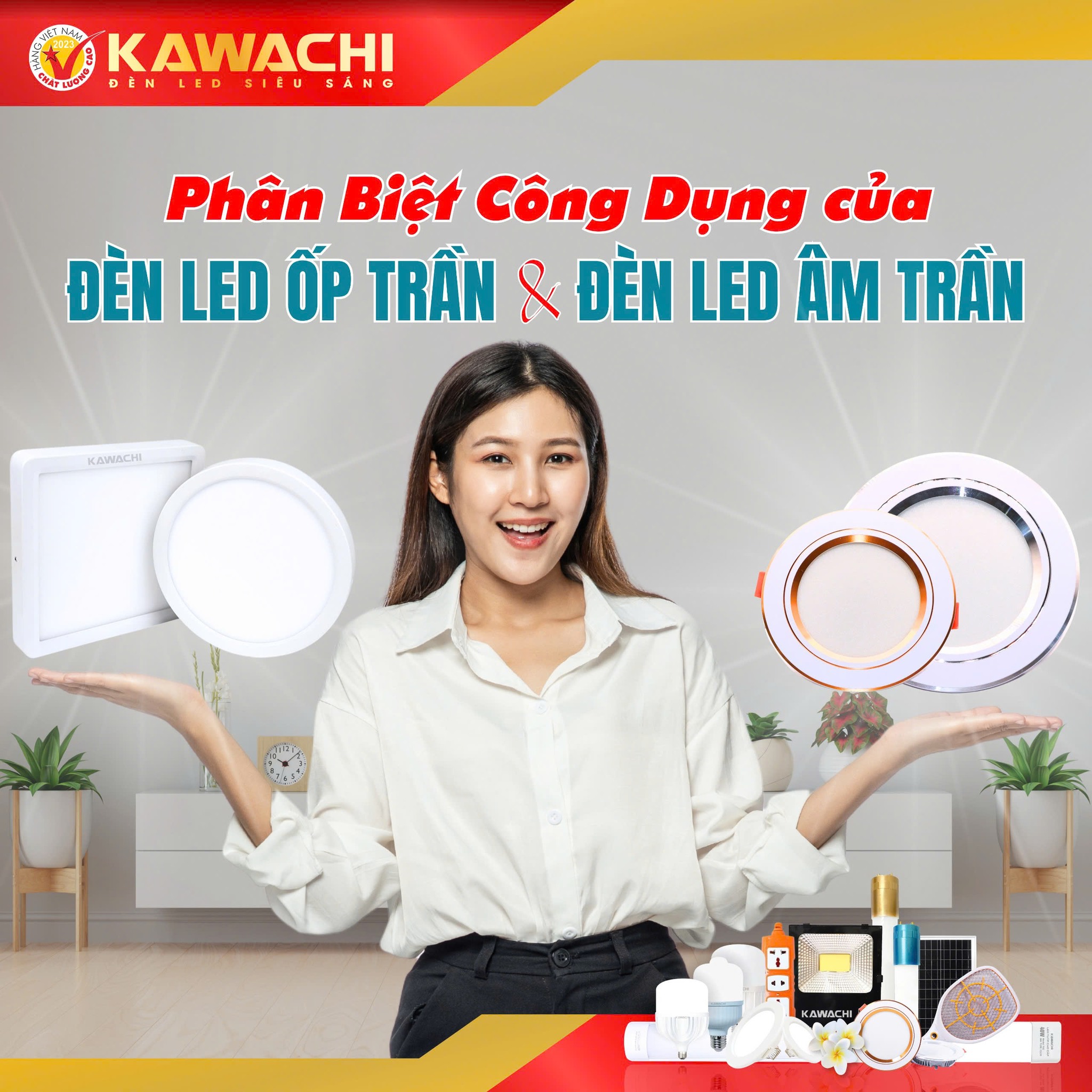 PHÂN BIỆT CÔNG DỤNG ĐÈN LED ỐP TRẦN VÀ ĐÈN LED ÂM TRẦN