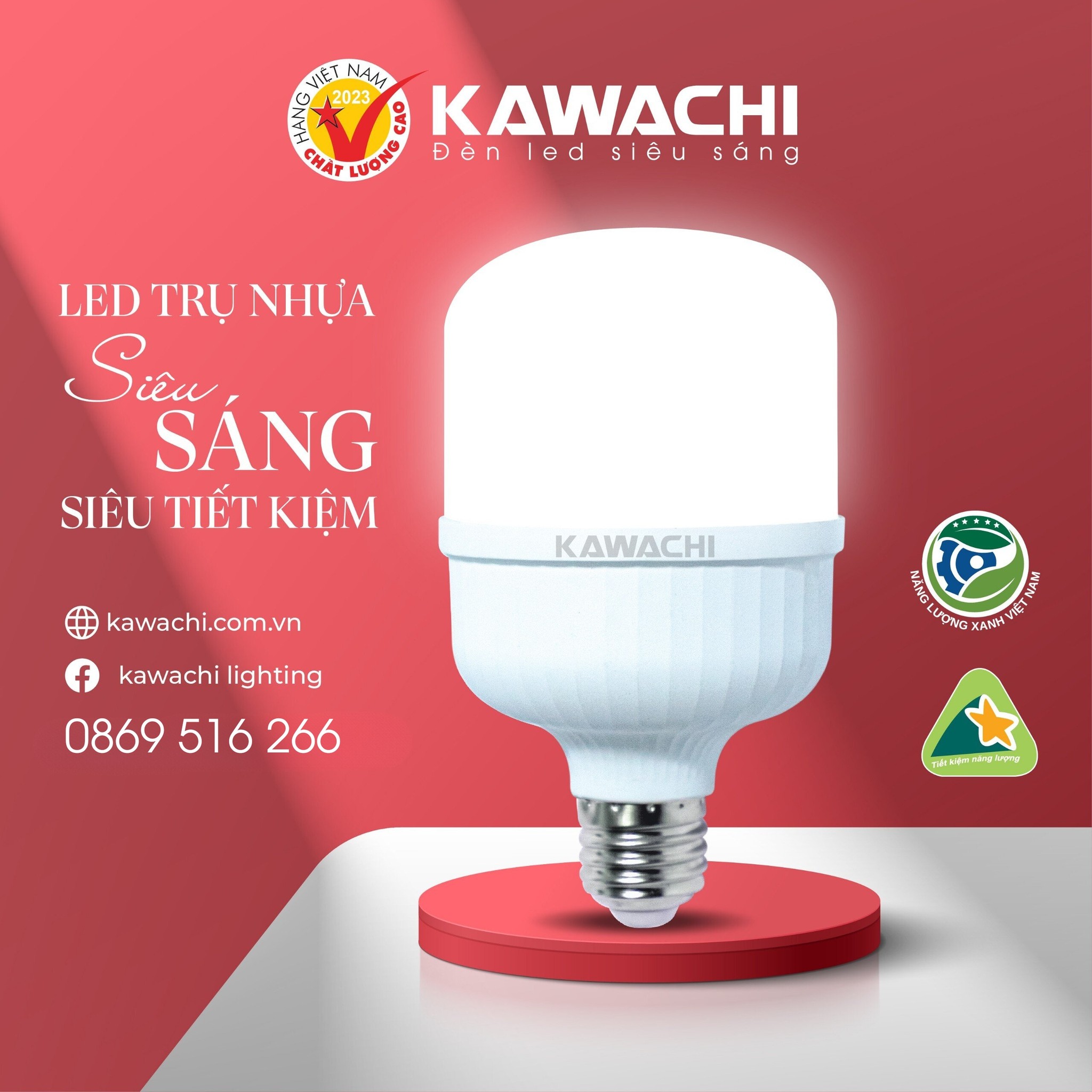 ĐÈN LED TRỤ NHỰA KAWACHI – SÁNG RÕ, TIẾT KIỆM THẬT