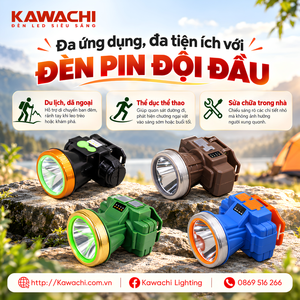 ĐÈN PIN ĐỘI ĐẦU KAWACHI - ĐA ỨNG DỤNG, ĐA TIỆN ÍCH