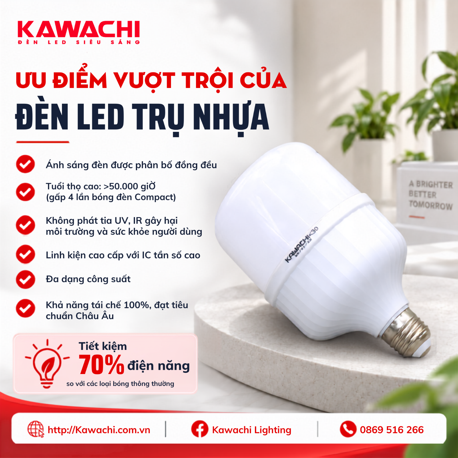 ƯU ĐIỂM VƯỢT TRỘI CỦA ĐÈN LED TRỤ NHỰA