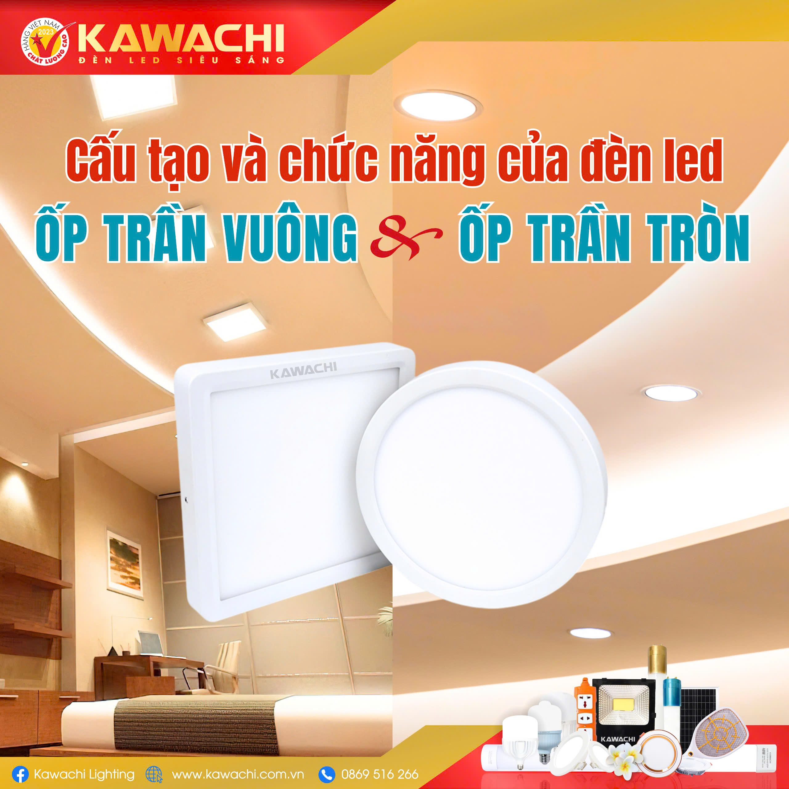CẤU TẠO VÀ CHỨC NĂNG CỦA ĐÈN LED ỐP TRẦN VUÔNG VÀ TRÒN