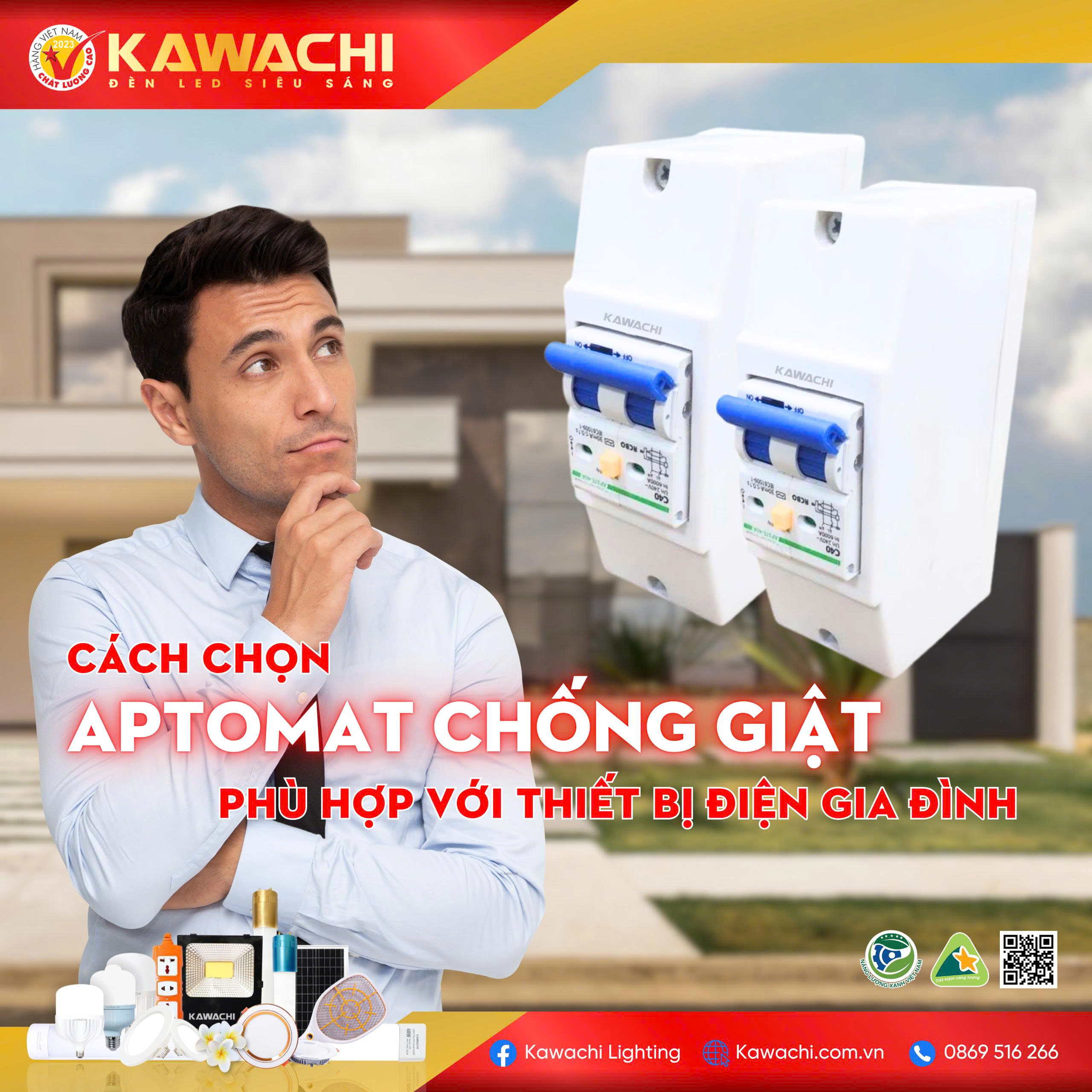 CÁCH CHỌN APTOMAT CHỐNG GIẬT PHÙ HỢP VỚI THIẾT BỊ ĐIỆN GIA ĐÌNH