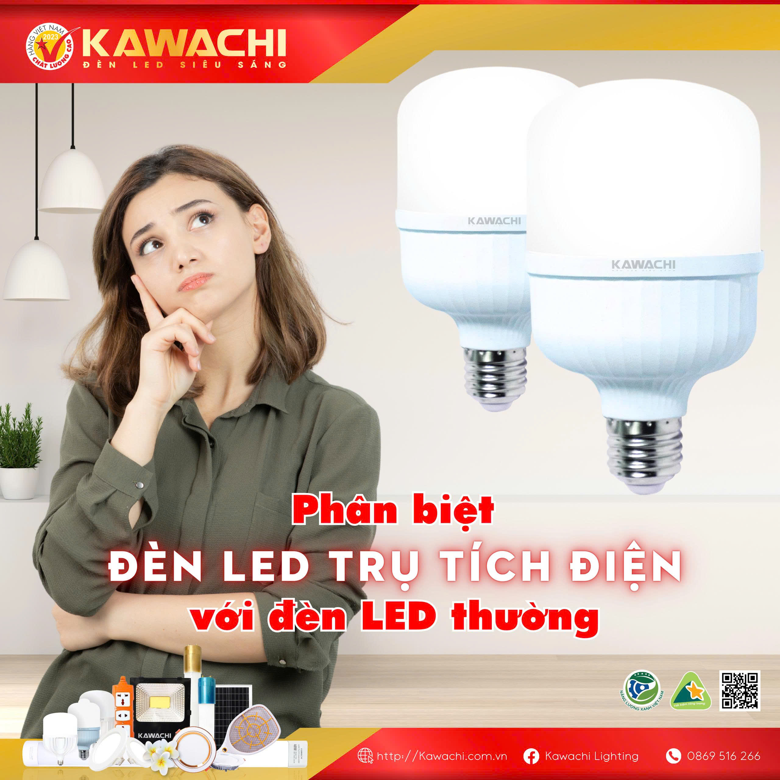 PHÂN BIỆT ĐÈN LED TRỤ TÍCH ĐIỆN VÀ ĐÈN LED THƯỜNG