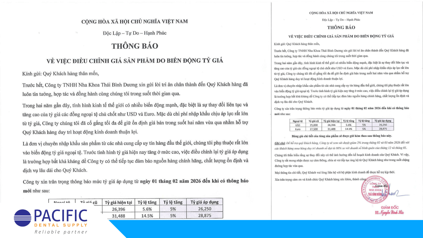 🔔 THÔNG BÁO QUAN TRỌNG: ĐIỀU CHỈNH GIÁ SẢN PHẨM DO BIẾN ĐỘNG TỶ GIÁ