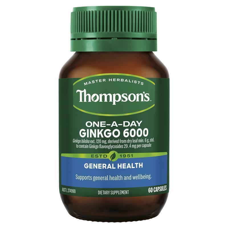 Viên uống hỗ trợ tuần hoàn não Thompsons Ginkgo 6000mg 60 viên