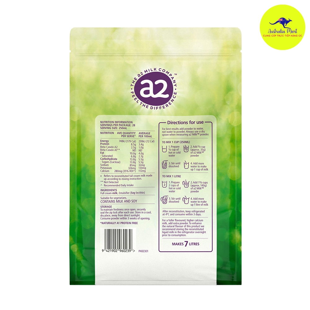 Sữa A2 Full Cream chính hãng Úc - 1kg