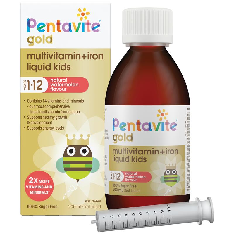 Thuốc bổ sung vitamin và sắt cho trẻ từ 1 đến 12 tuổi - Pentavite Liquid Multivitamins with Iron for Kids (100ml)