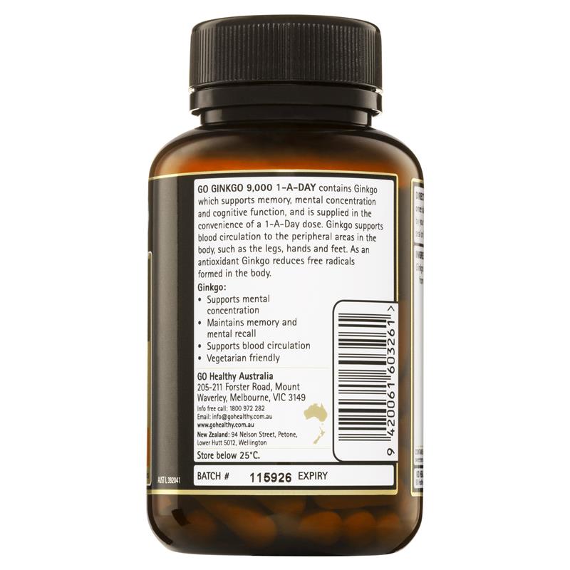 Viên uống bổ não Go Ginkgo 9000 Go Healthy hộp 60 viên 