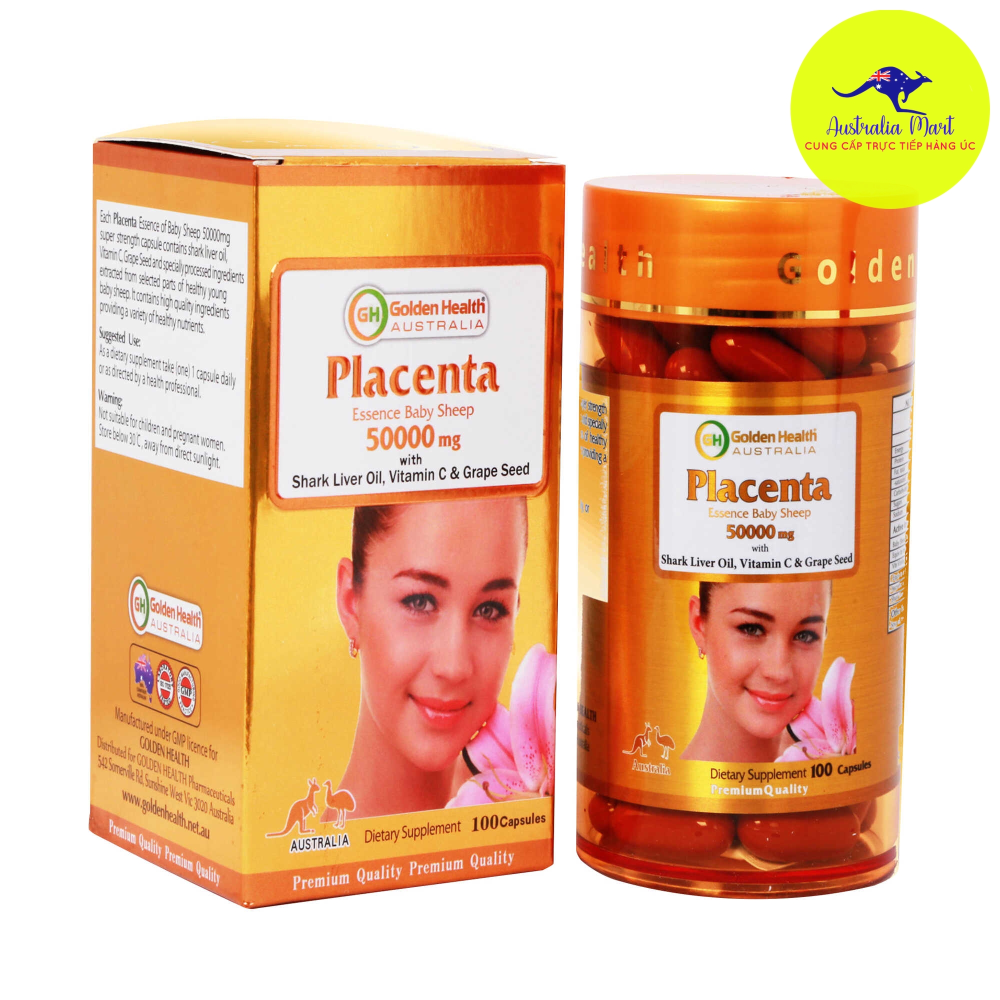 Viên uống nhau thai cừu Golden Health Placenta 50000mg