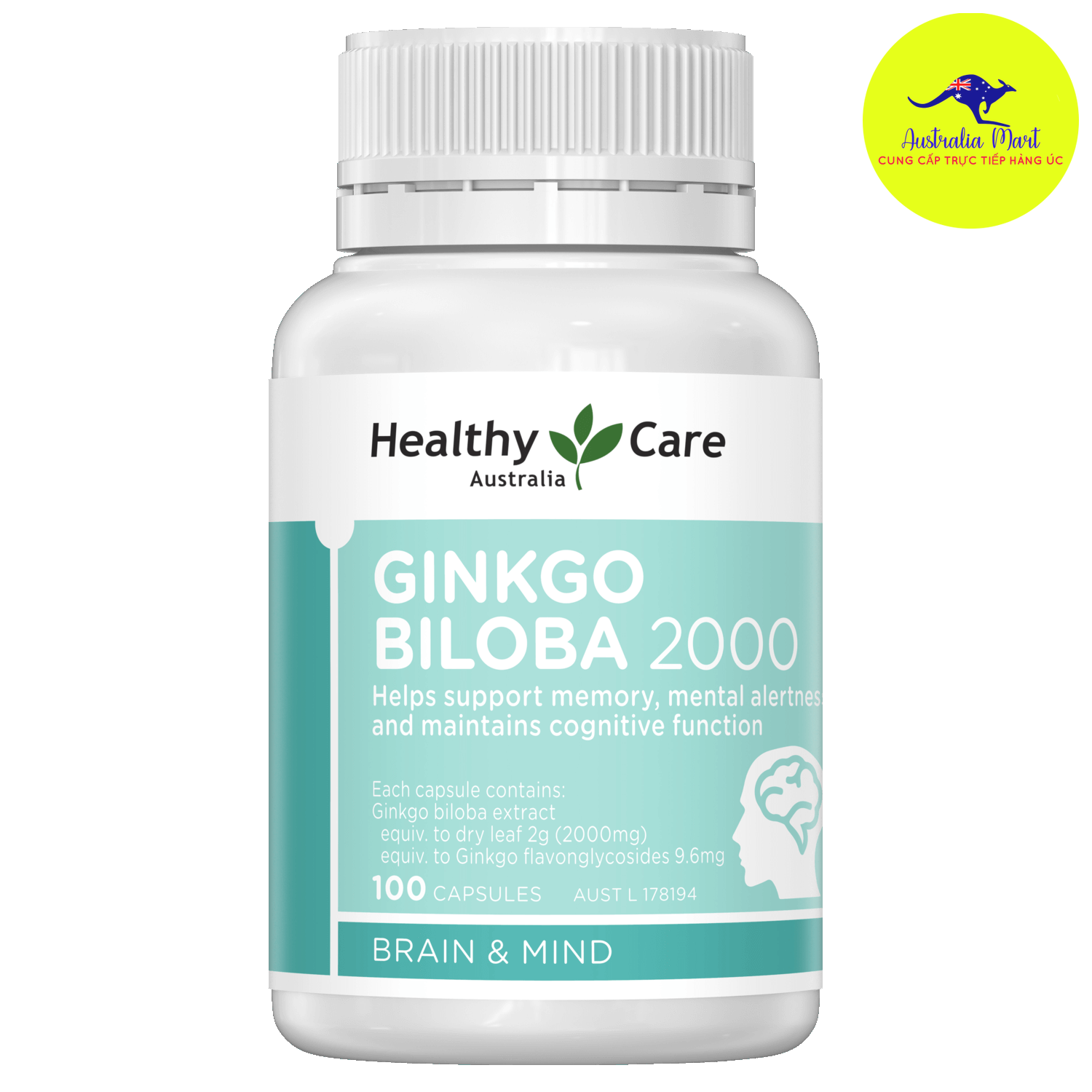 Healthy Care Ginkgo Biloba 2000mg - Viên uống bổ não (100 viên)