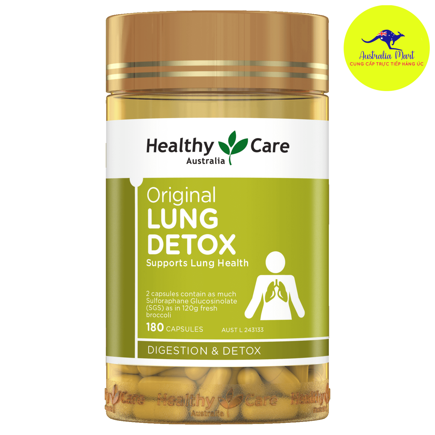 Healthy Care Detox Lung - Viên hỗ trợ thải độc phổi (180 viên)