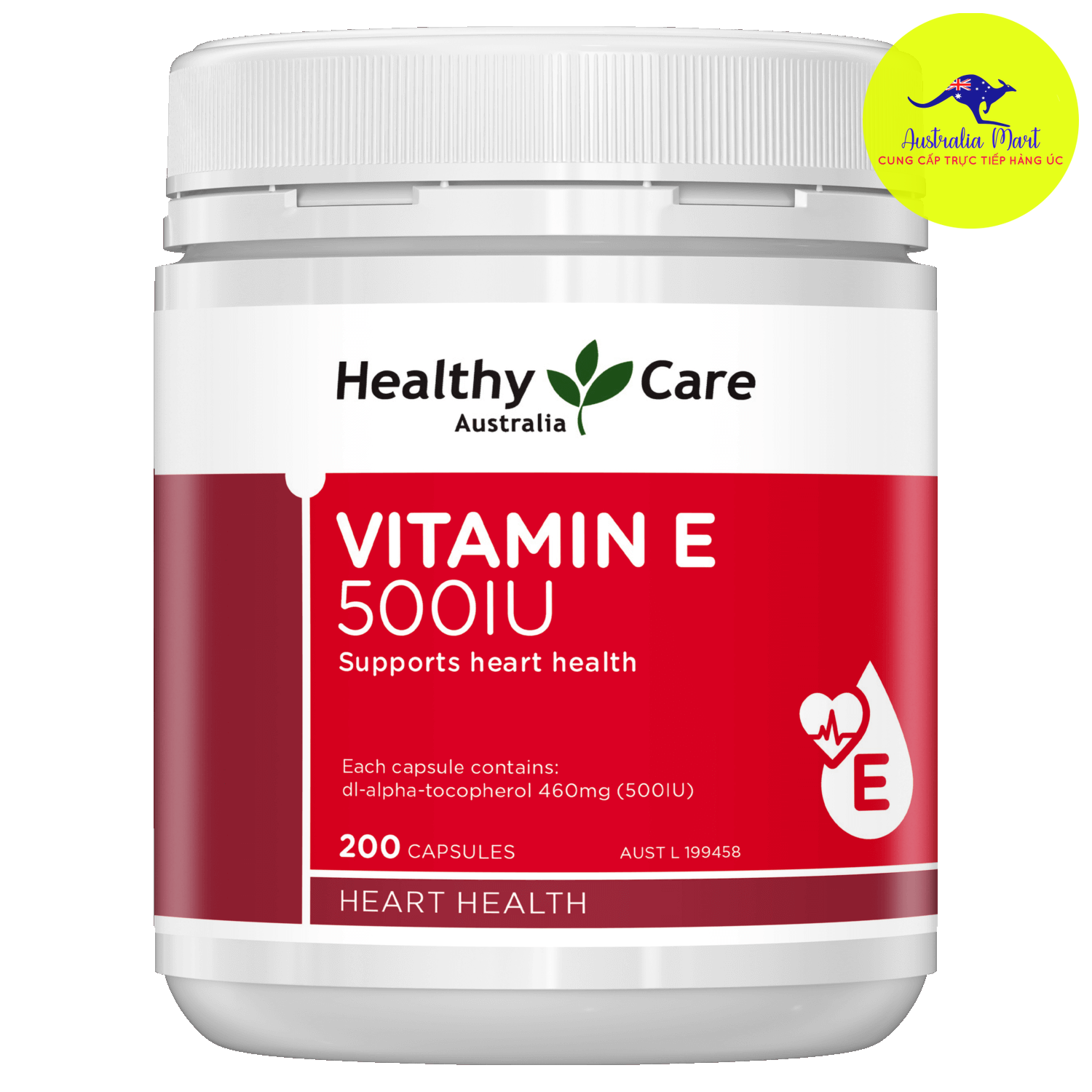 Healthy Care Vitamin E 500iu - Viên uống bổ sung Vitamin E (200 viên)