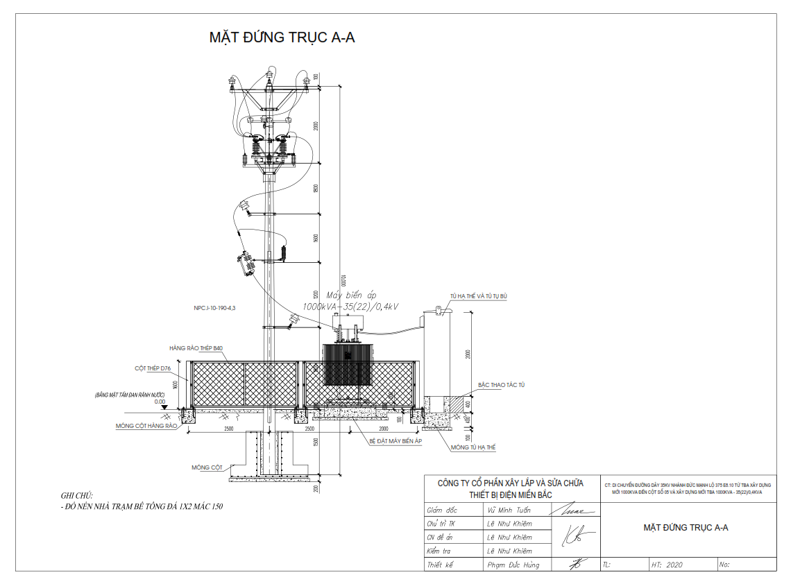 DỰ ÁN THIẾT KẾ, THI CÔNG TBA CÔNG TY CP CÔNG NGHỆ MÔI TRƯỜNG XANH MHB