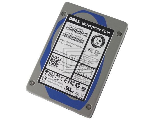 Dell Enterprise Plus 1.6TB MLC 6Gbps SAS SSD #82FG7 082FG7