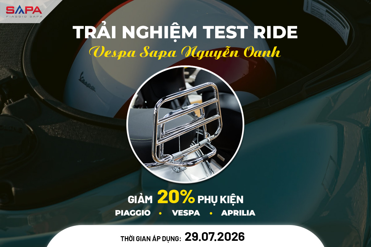 Ưu đãi 20% phụ kiện Vespa duy nhất 29.07.2026