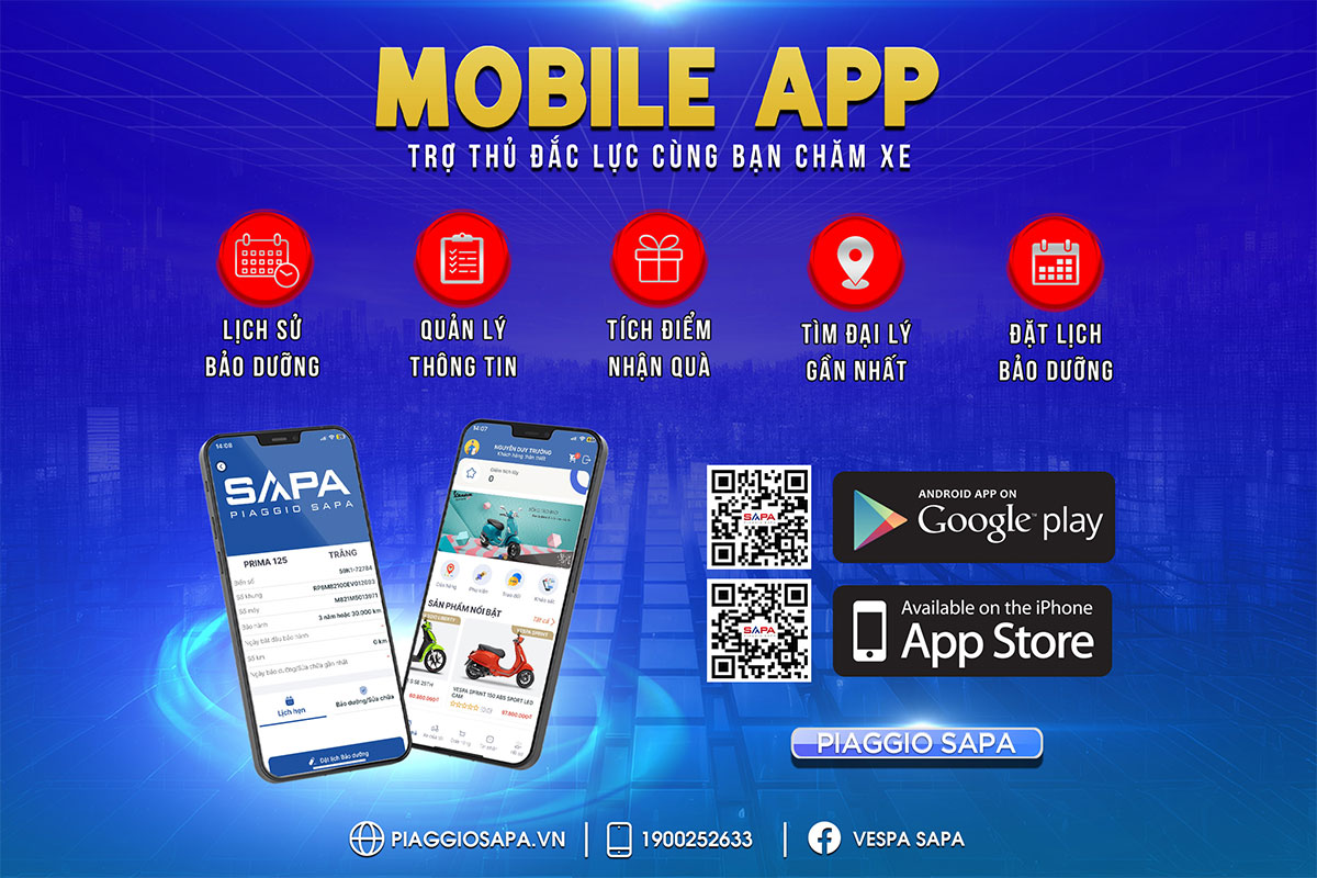 Hướng dẫn cài đặt App Piaggio Sapa
