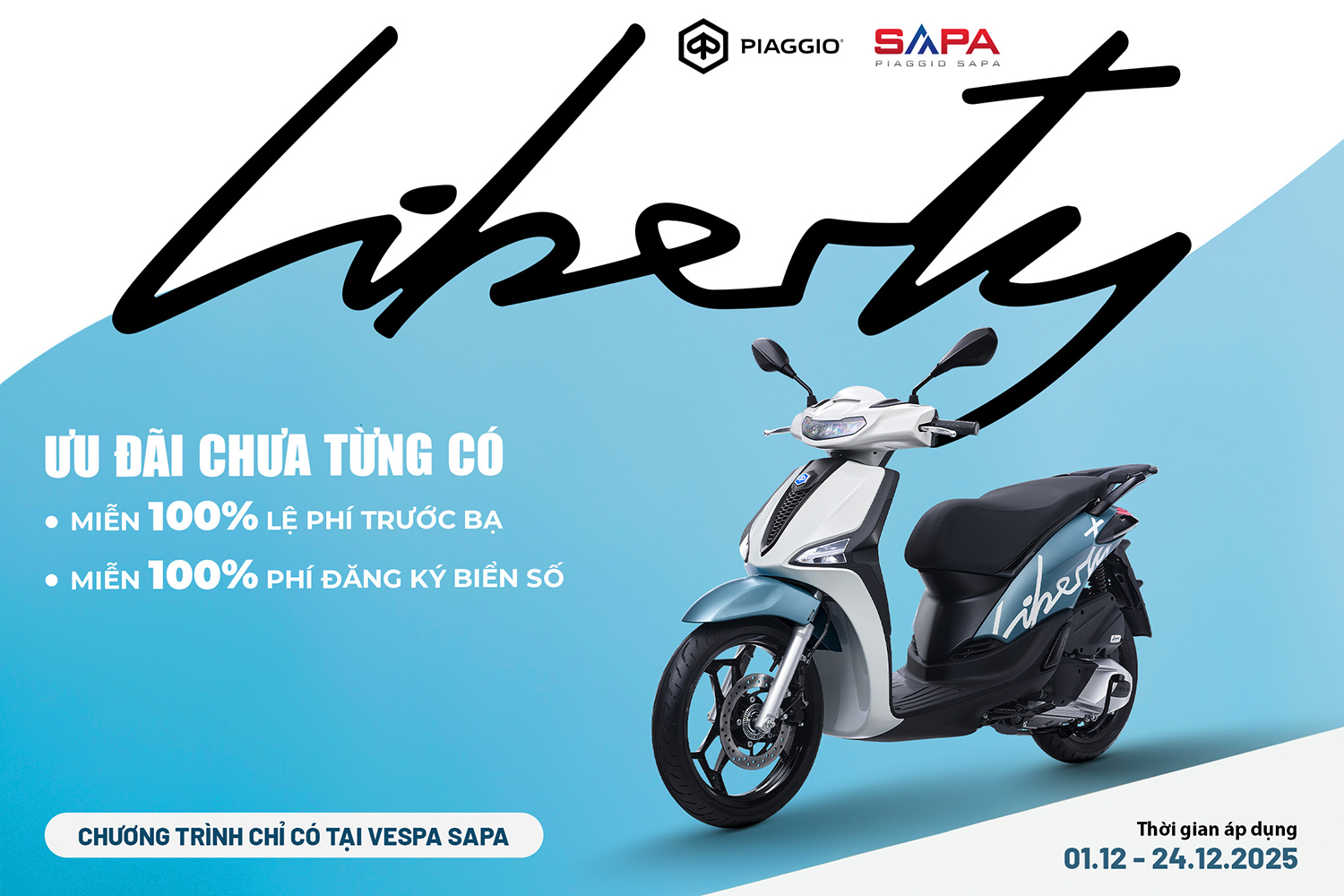Trợ giá tặng 100% thuế trước bạ và phí đky biển số khi mua Liberty