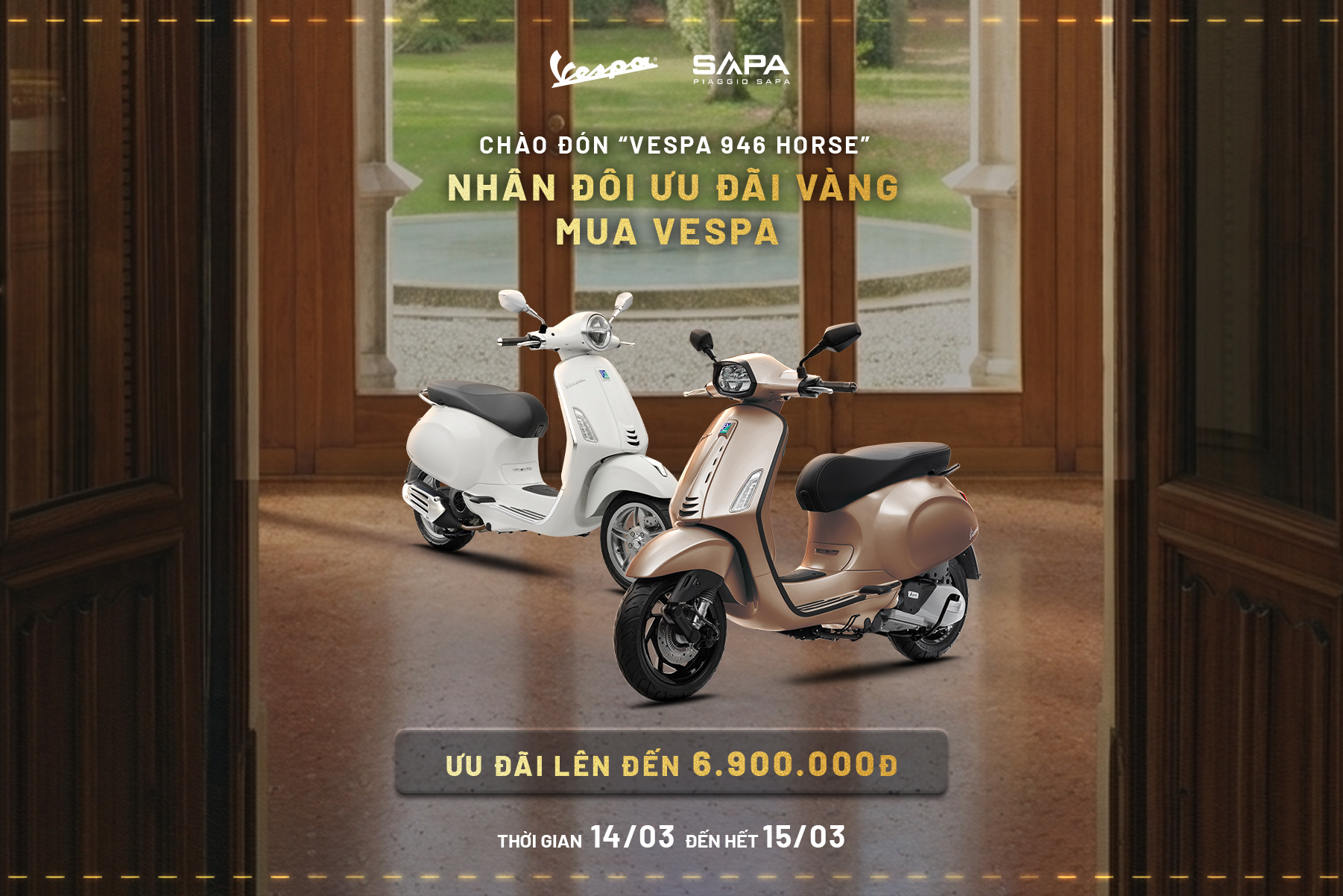 Đón mừng siêu phẩm Vespa 946, nhân đôi ưu đãi.