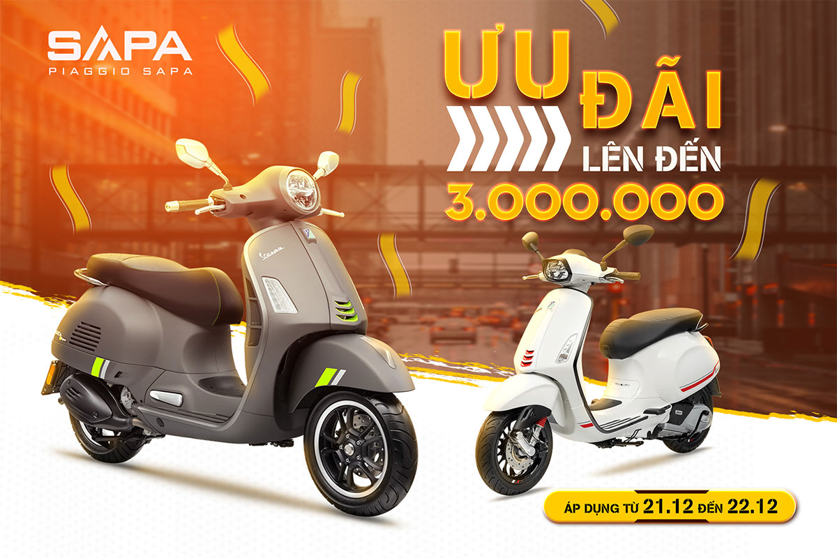 Ưu đãi ngay 3 triệu tiền mặt mua Vespa 125, 150 và 300cc