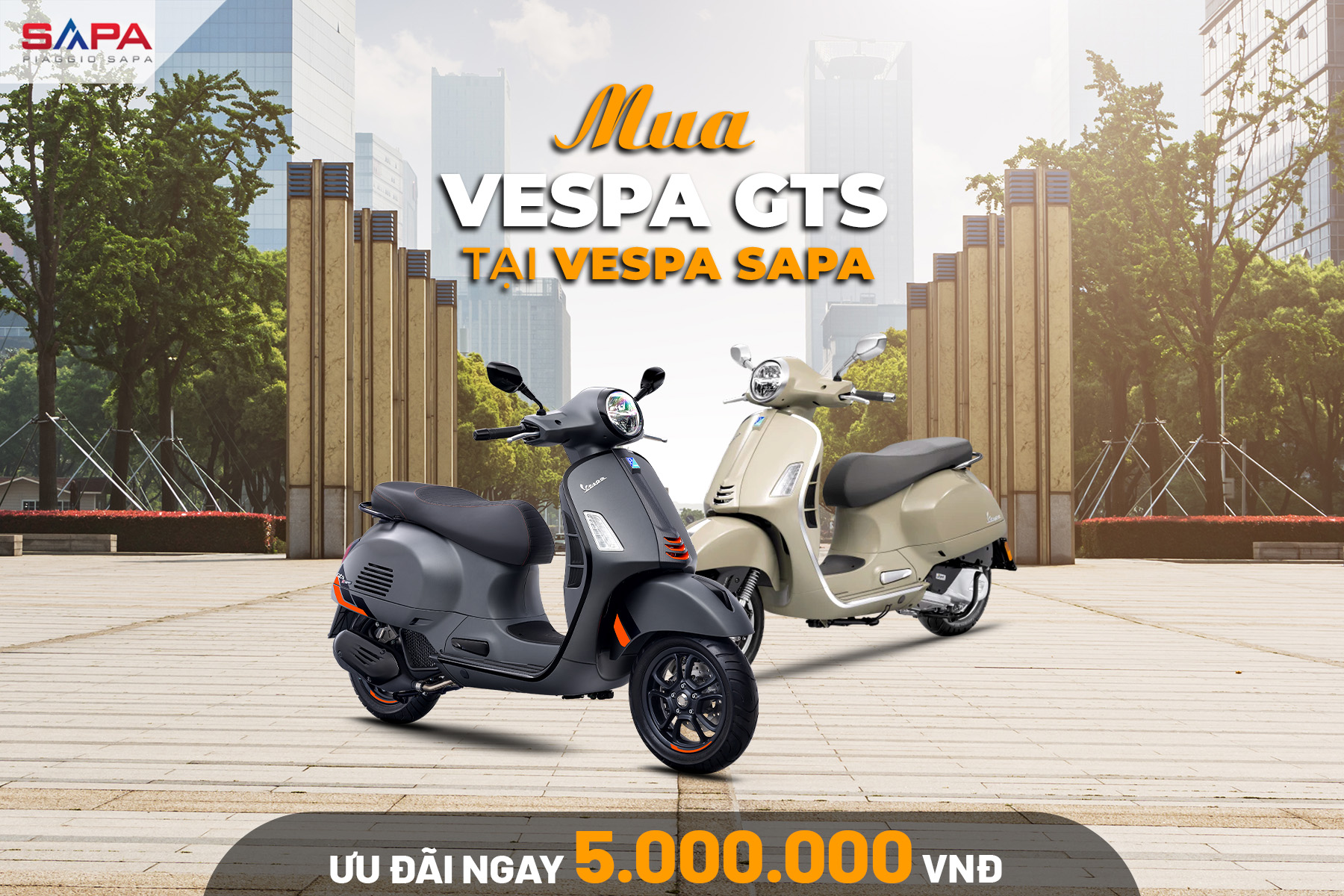 Tặng Voucher 5 triệu khi mua Vespa GTS/GTV Th8.2026