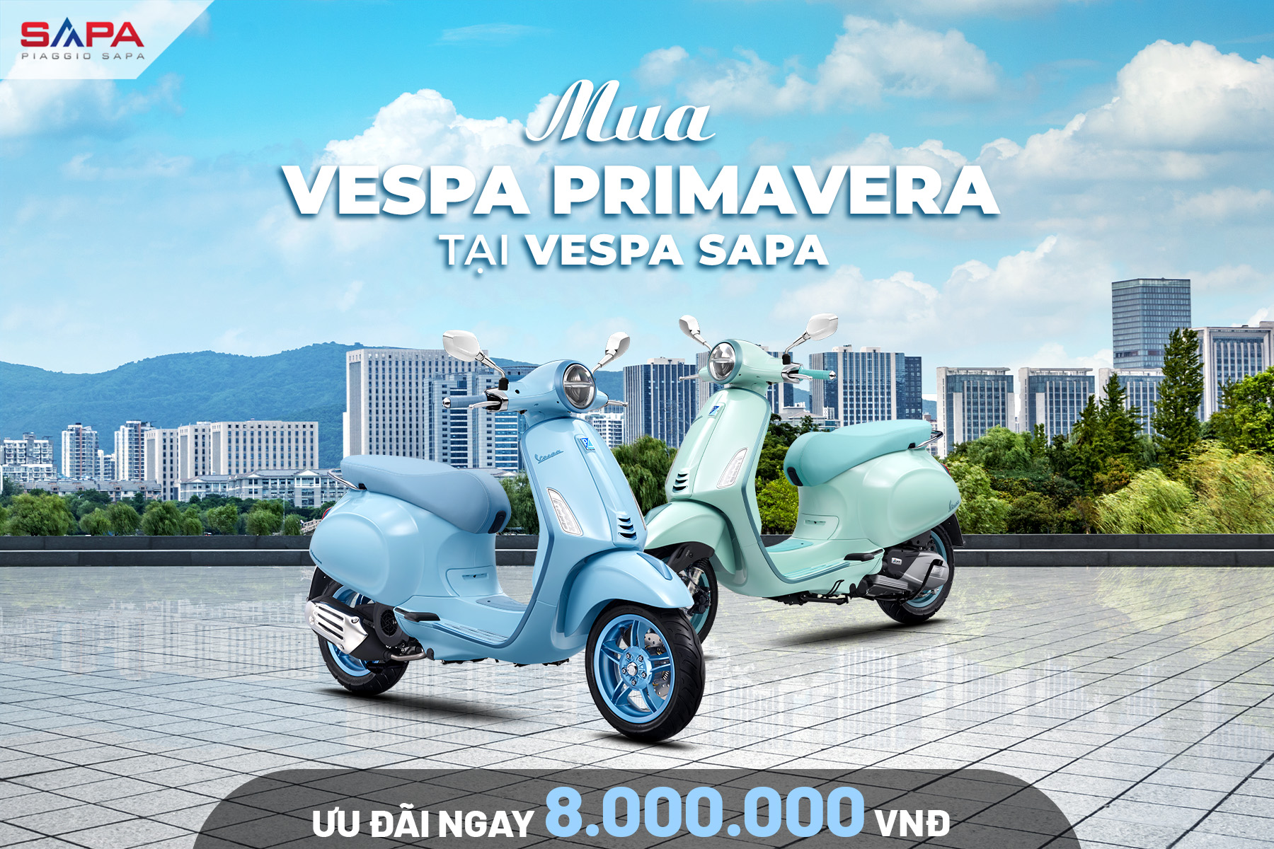 Tặng Voucher 8 triệu mua Vespa Primavera Th8.2026