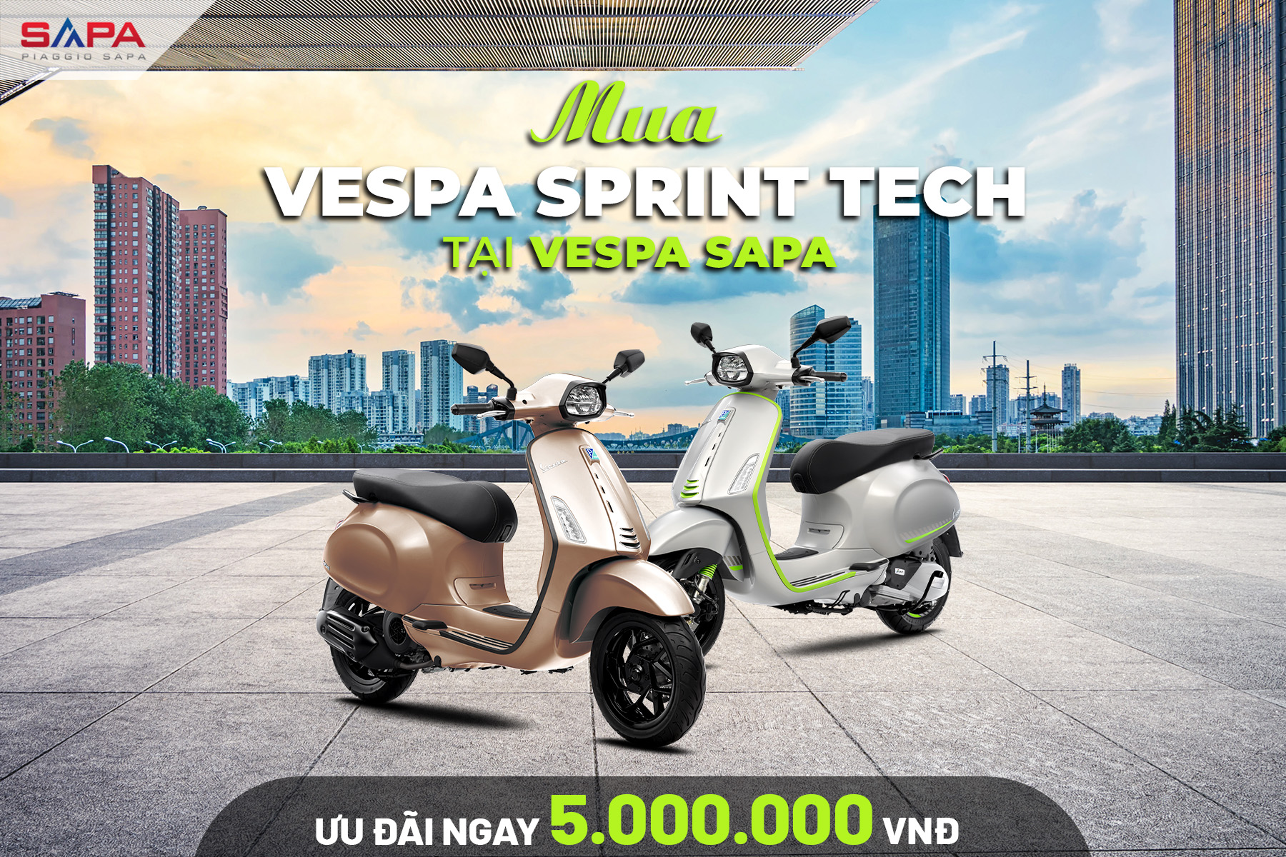 Tặng Voucher 5 Triệu khi mua Vespa Sprint Tech Th8.2026