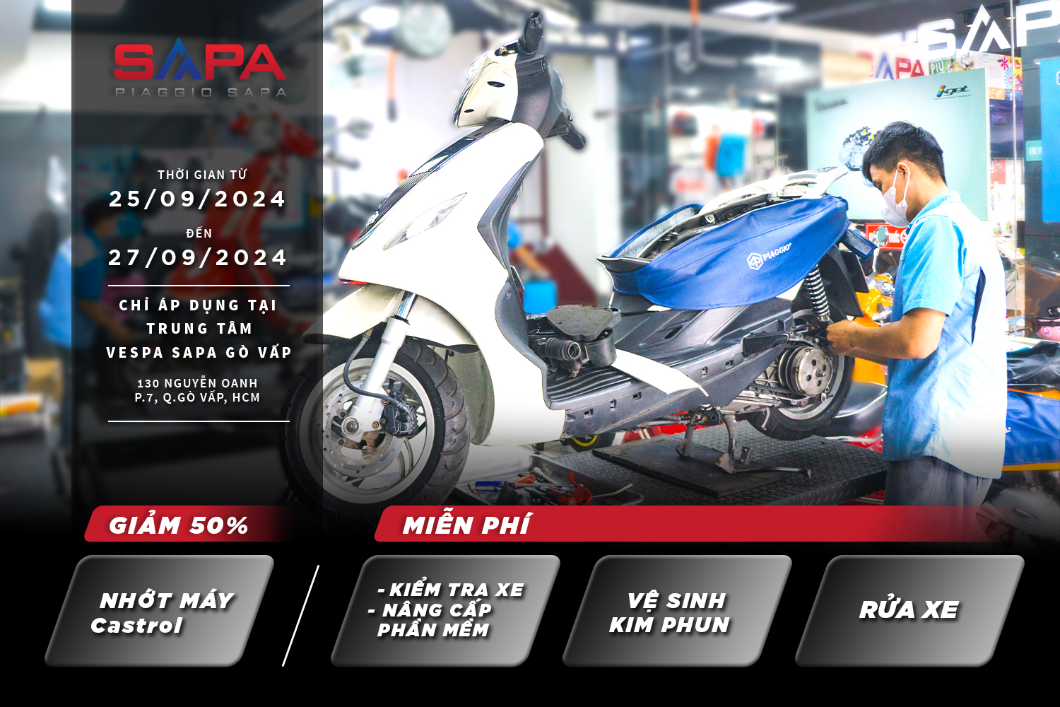 Tri ân khách hàng bảo dưỡng xe tại Vespa Sapa Gò Vấp 25-09