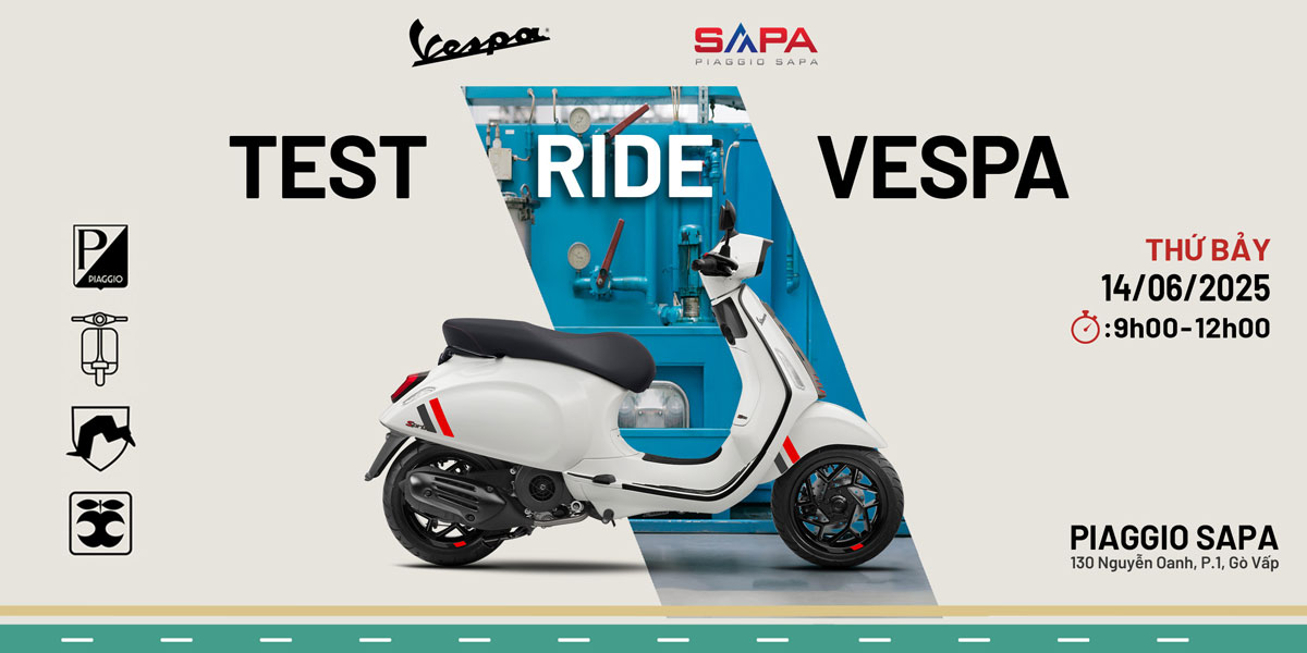 Đăng ký để trải nghiệm Test Ride Liberty, Vespa 2025 ngày 14.06
