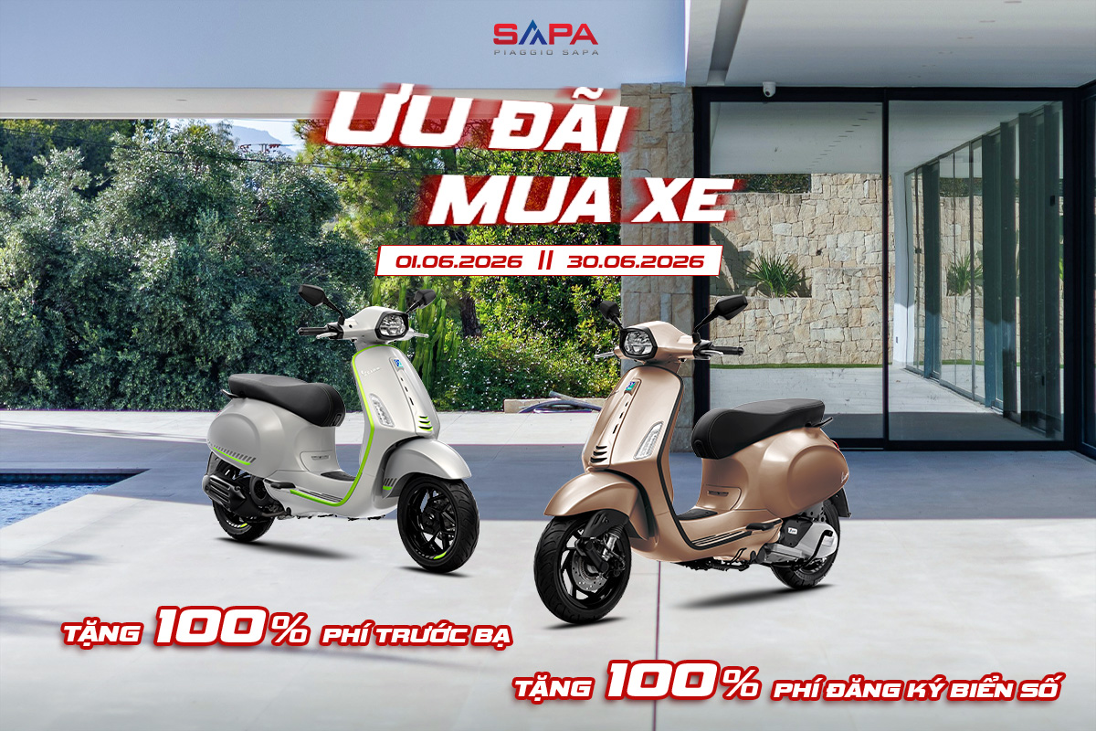 Hỗ trợ 100% đký biển số và thuế trước bạ khi mua Vespa