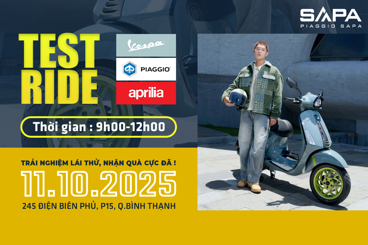 Ưu dãi vàng mua Vespa khi đky Test Ride Vespa 11.10