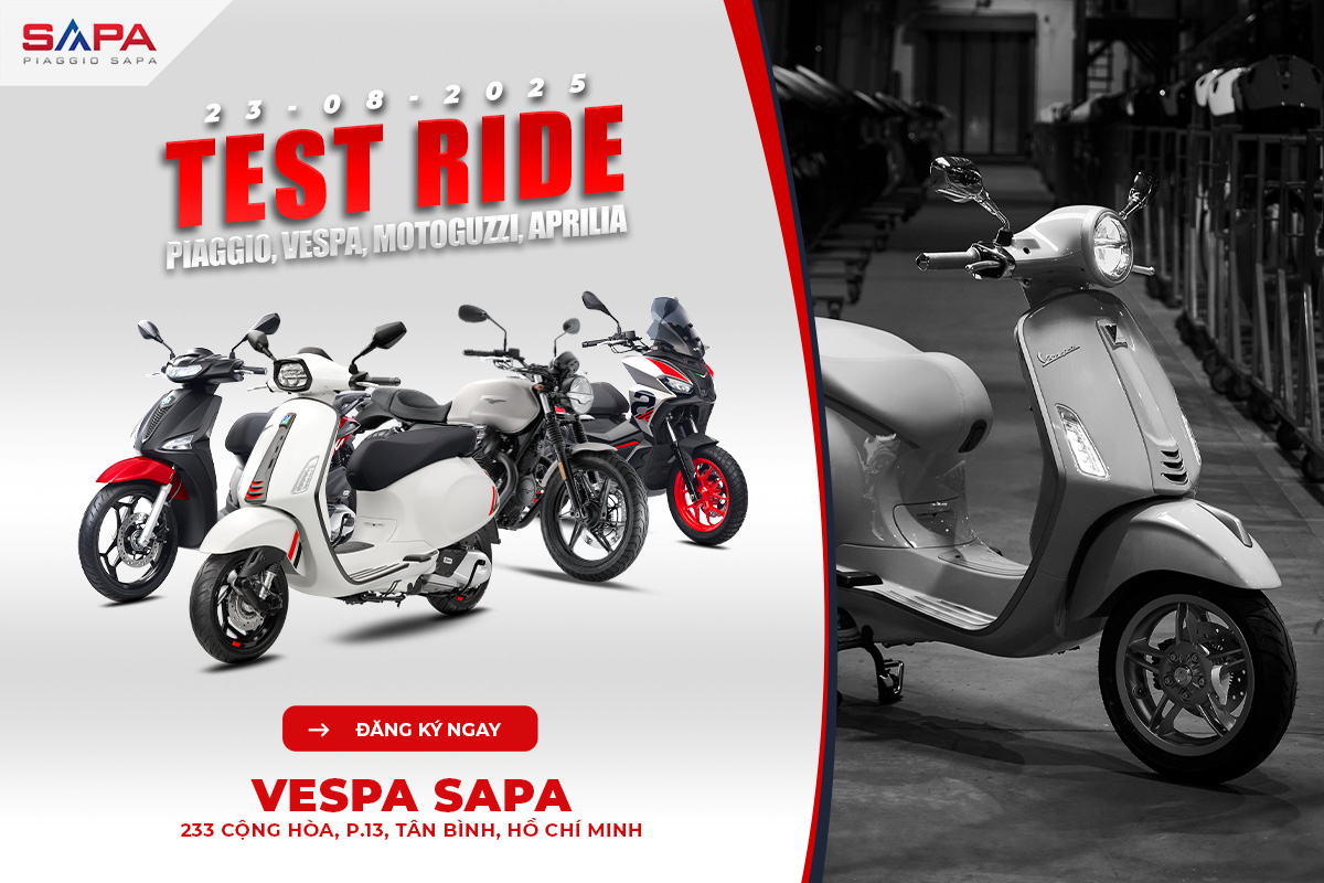 Test Ride Vespa nhận quà thả ga, duy nhất ngày 23.08.2025