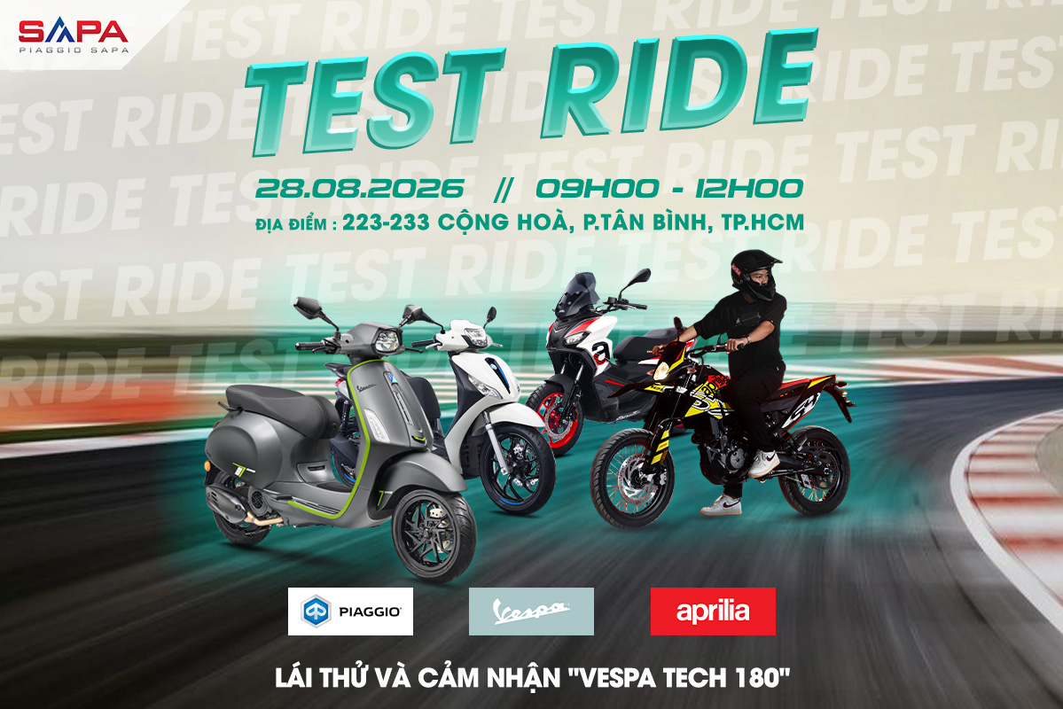 Trải nghiệm Test Ride Vespa Sprint Tech 180 28.08.2026