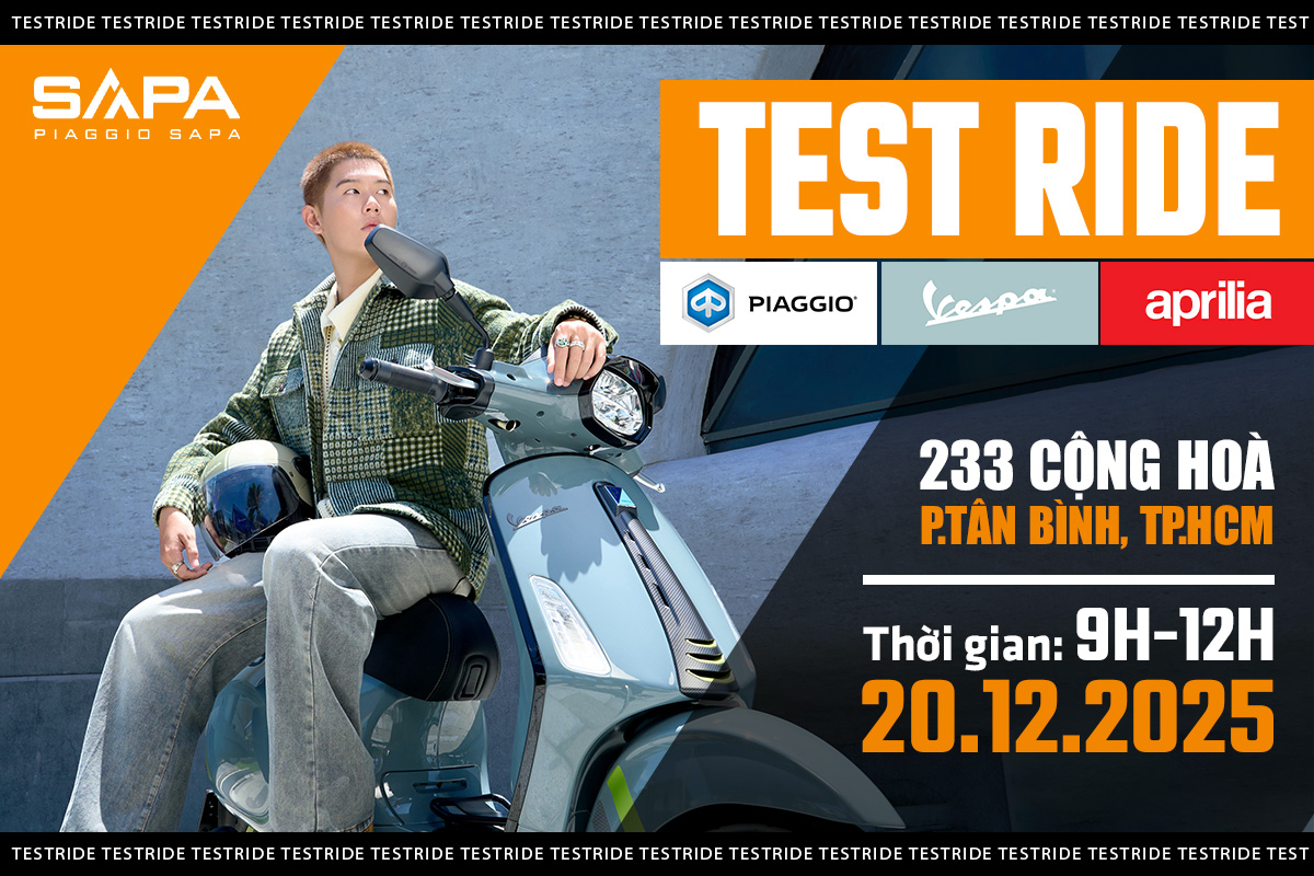 Đăng ký trả nghiệm lái thử Vespa, Aprilia, Piaggio ngày 20.12.2025