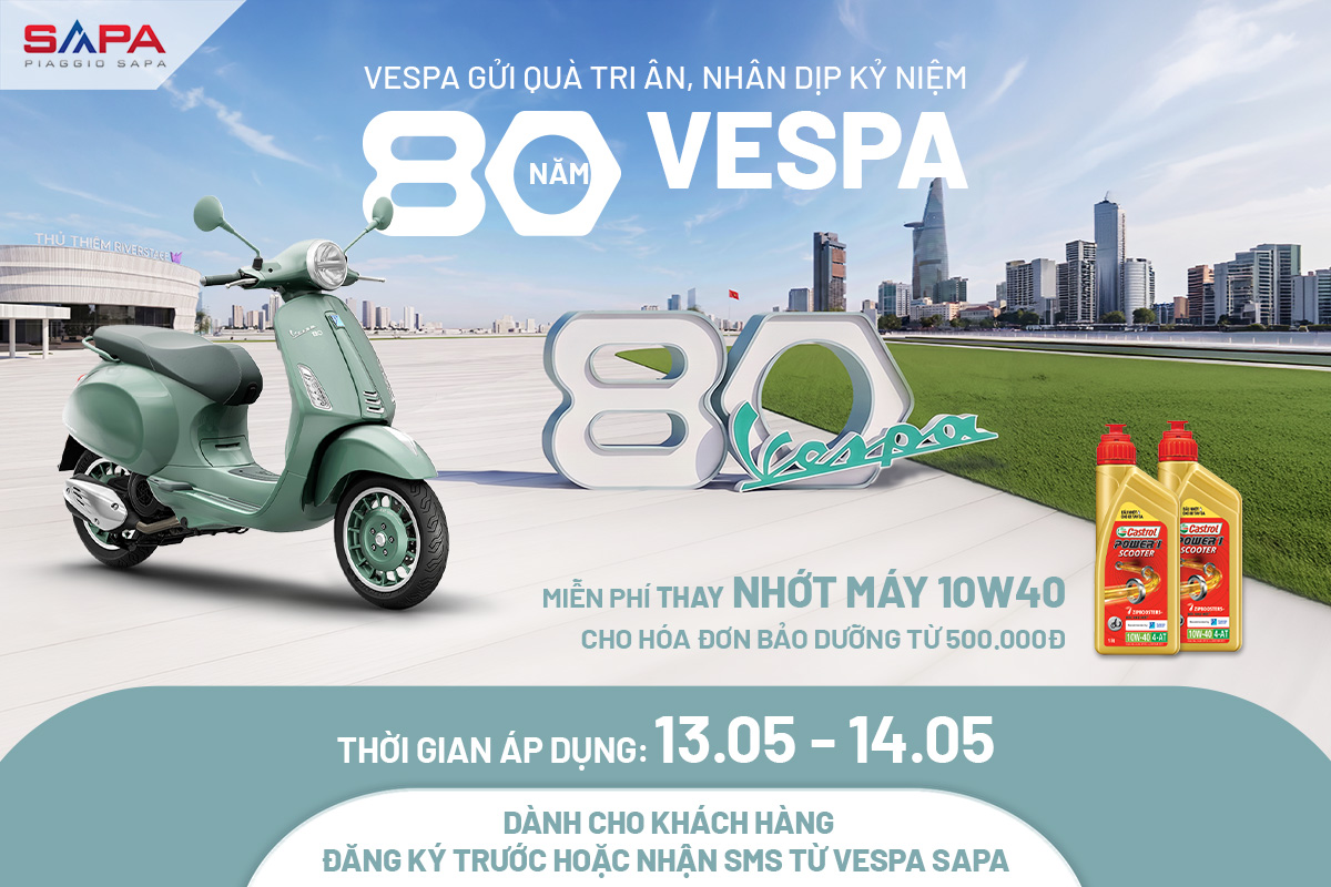 Miễn phí thay nhớt máy 10W40 và giảm 20% phụ kiện 13 và 14.05