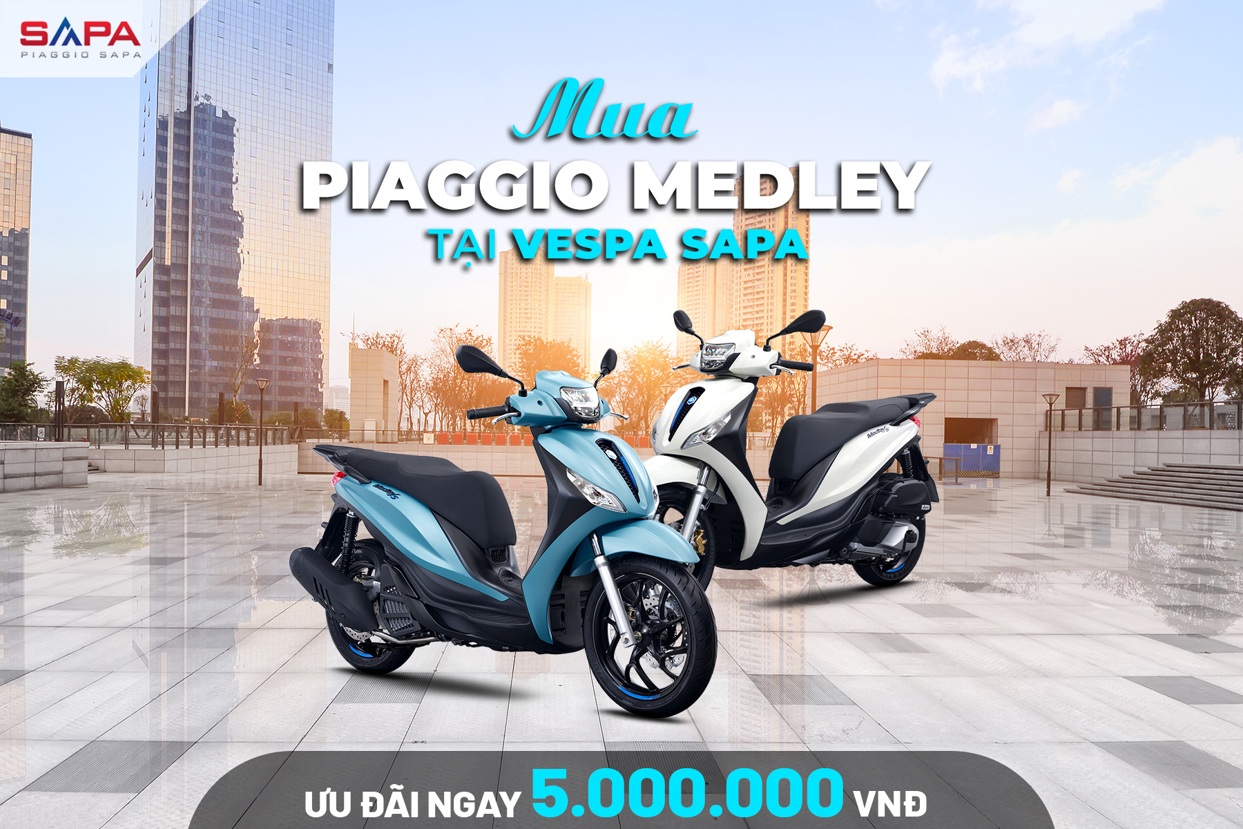 Tặng Voucher 5 triệu mua xe Medley S125/150 trong Tháng 8.2026