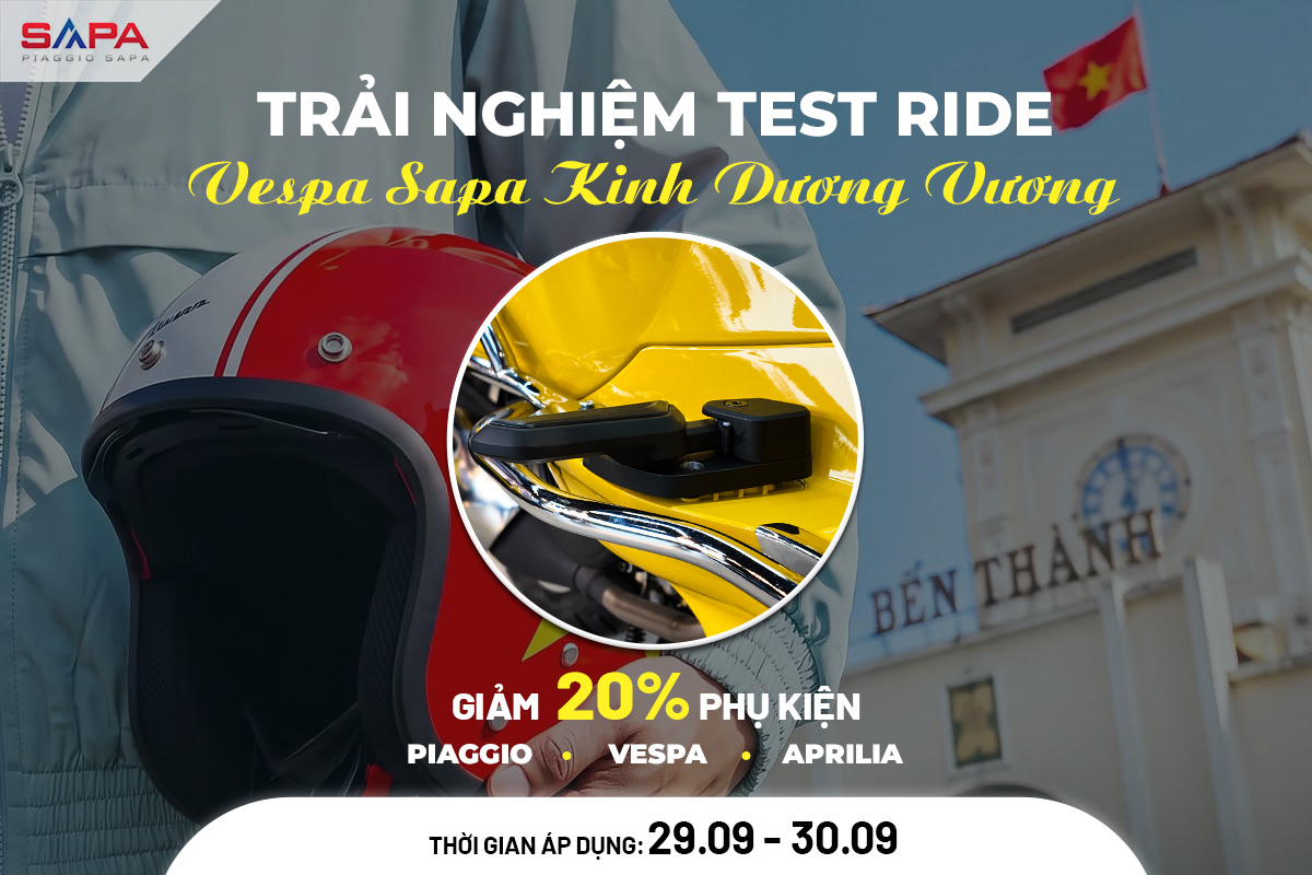 Ưu đãi 20% phụ kiện xe Vespa, Piaggio ngày 29.09.2026