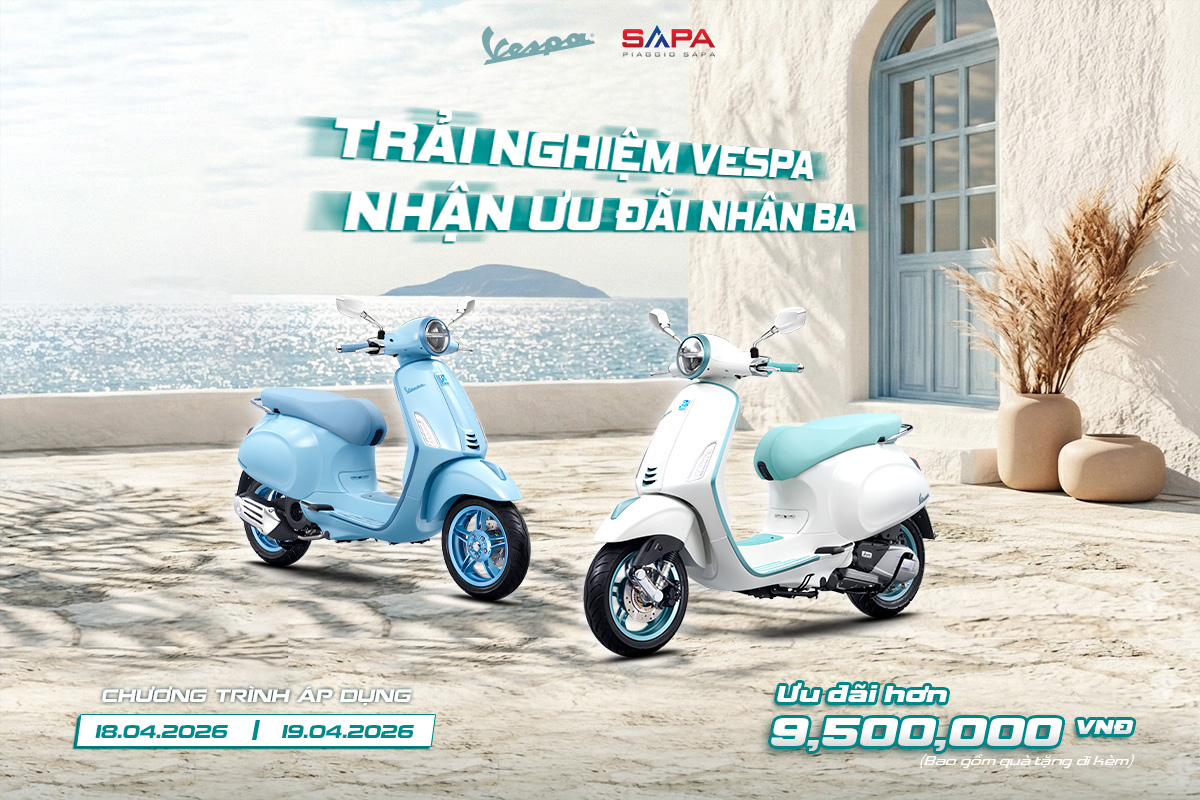 Trải nghiệm Vespa nhận ưu đãi nhân 3 lên đến 9Tr500